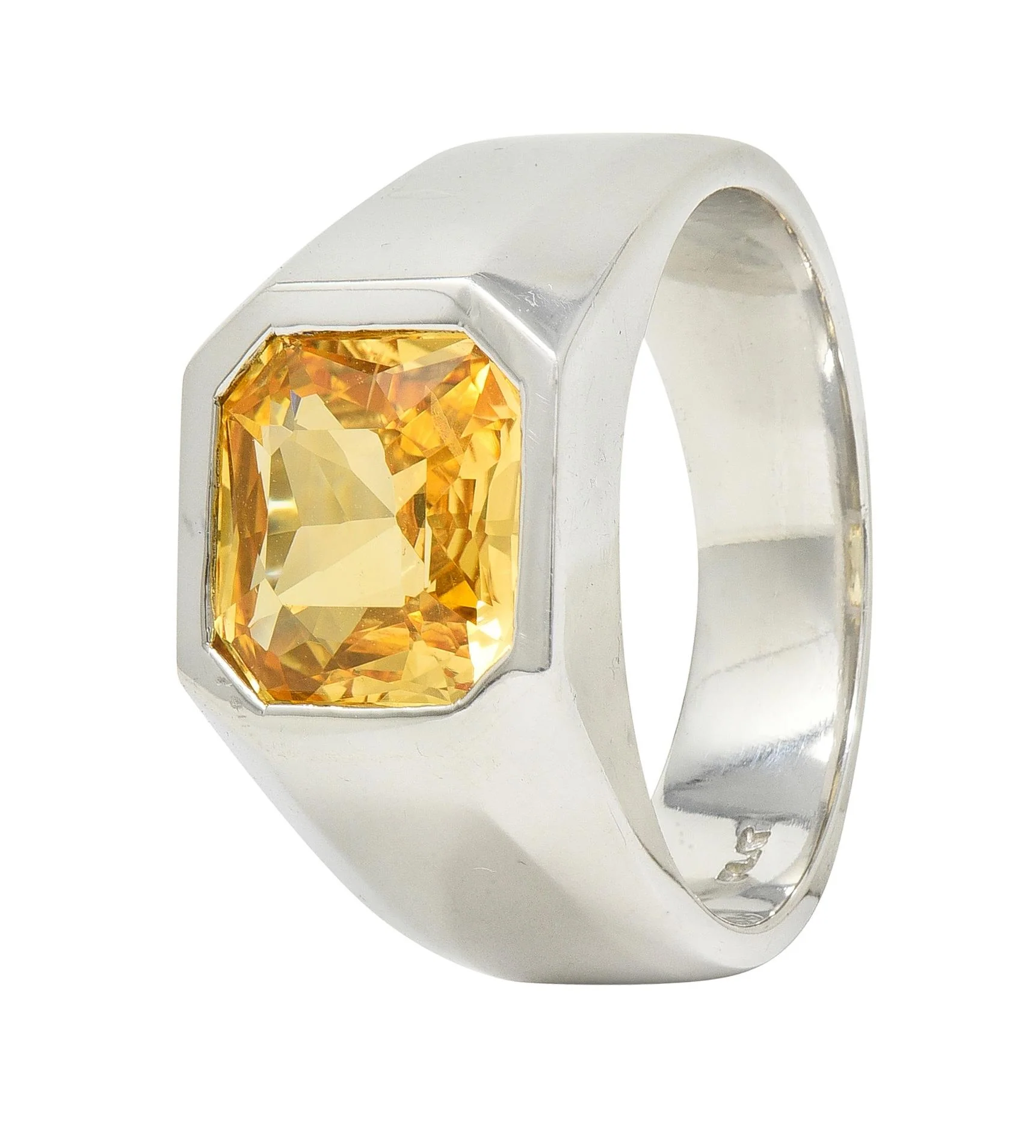 4.02 CTW No Heat Fancy Orangy Yellow Sri Lanka Ceylon Sapphire Unisex Ring GIA - Image 2