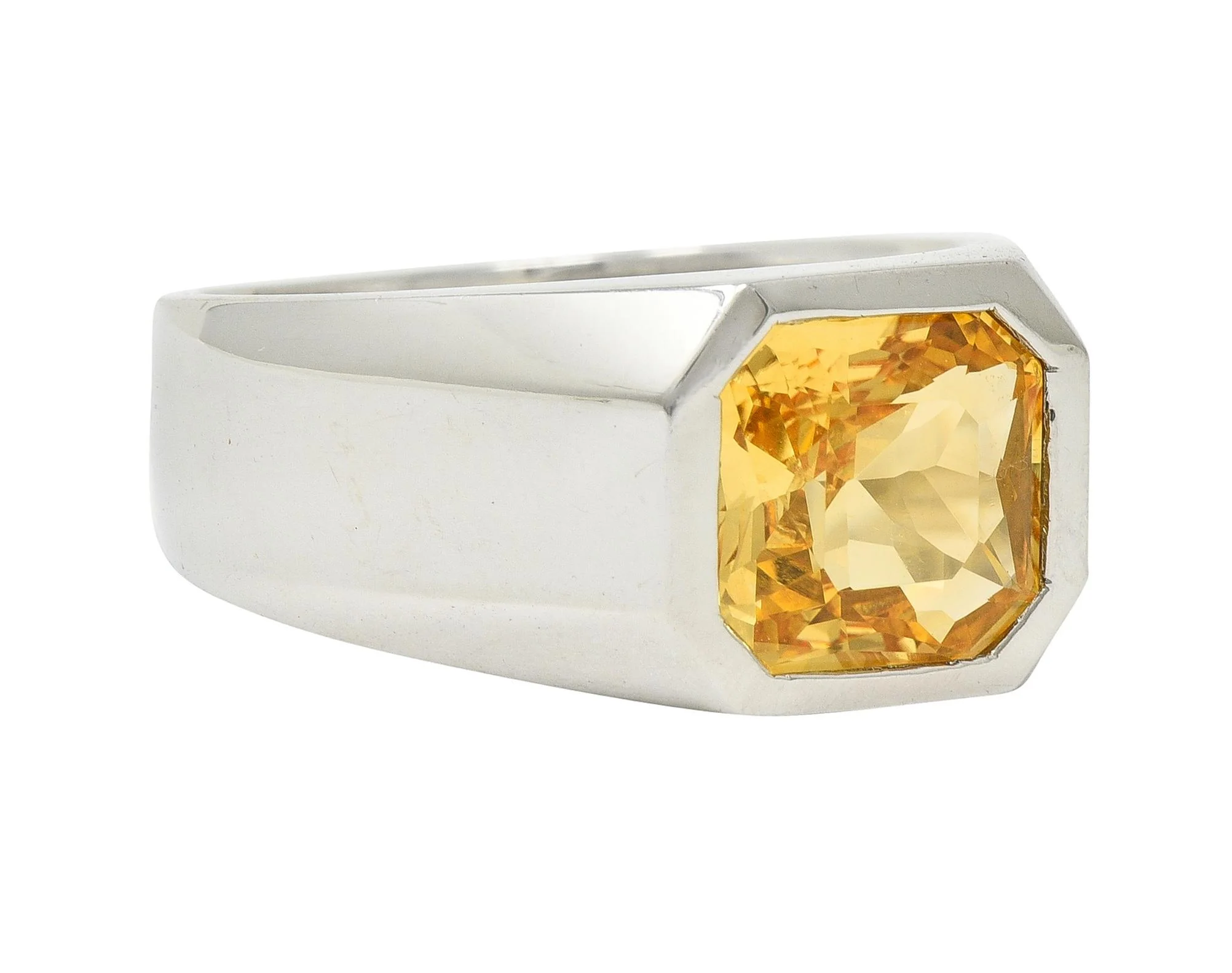 4.02 CTW No Heat Fancy Orangy Yellow Sri Lanka Ceylon Sapphire Unisex Ring GIA - Image 3