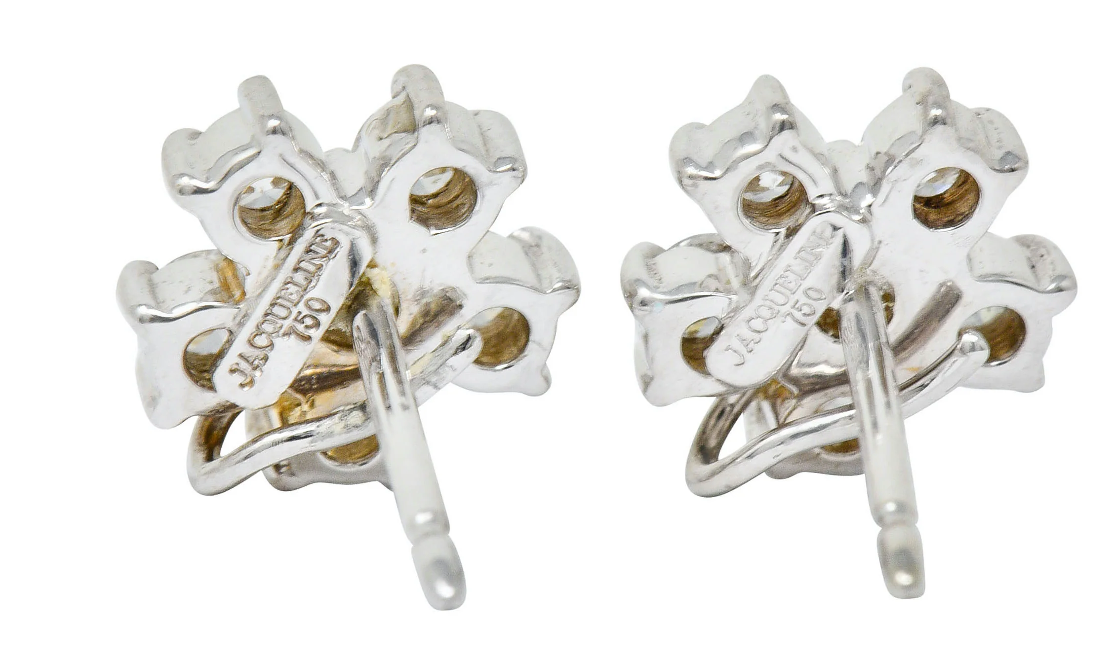 4.50 CTW Orange Sapphire Diamond 18 Karat White Gold Convertible Cluster Drop Earrings - Image 4