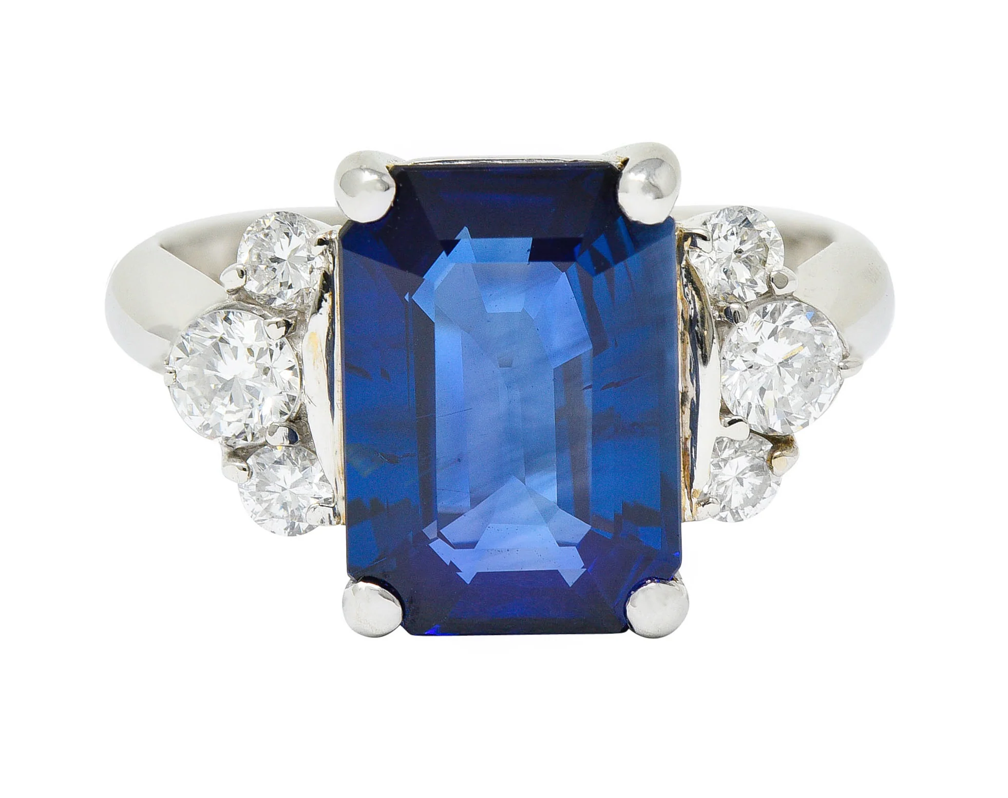 4.96 CTW Sapphire Diamond Platinum Gemstone Ring GIA