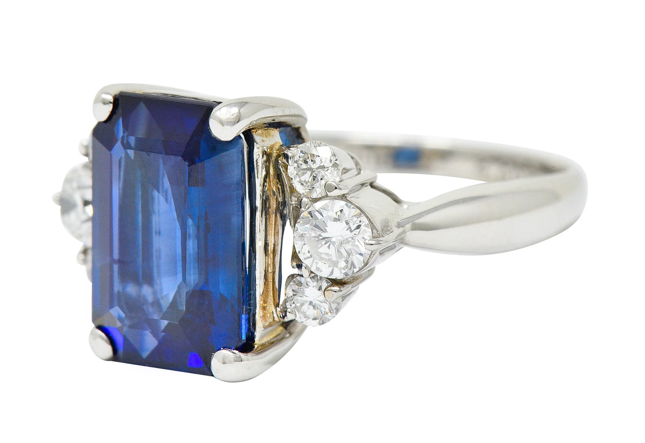 4.96 CTW Sapphire Diamond Platinum Gemstone Ring GIA - Image 6