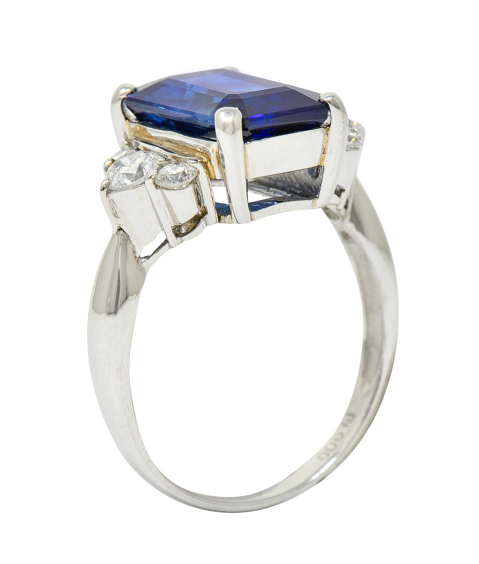 4.96 CTW Sapphire Diamond Platinum Gemstone Ring GIA - Image 8