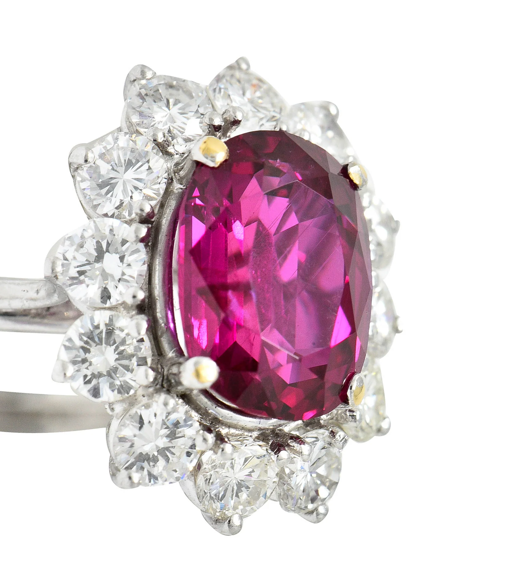 5.02 CTW No Heat Ruby Diamond Platinum Cluster Ring GIA - Image 10