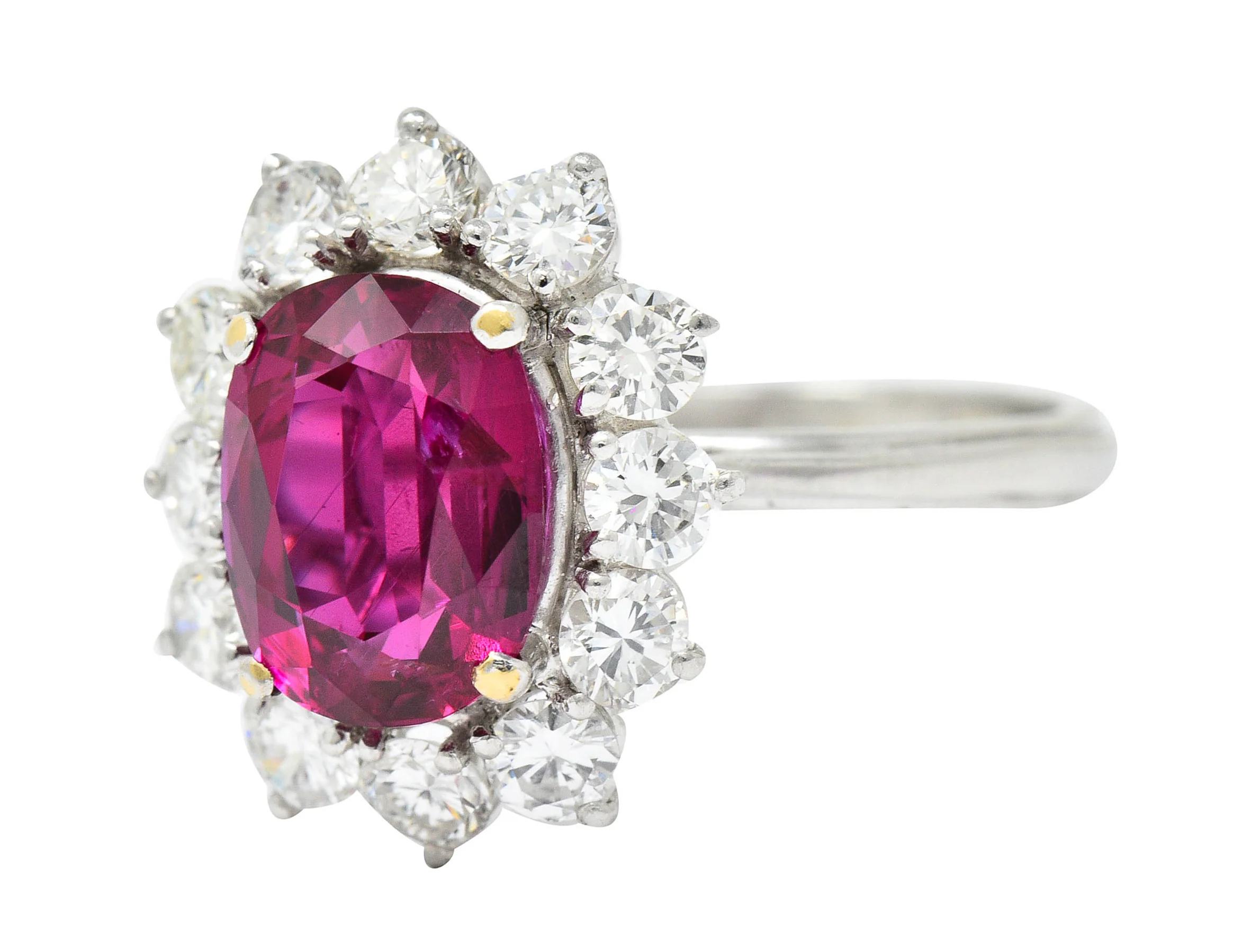 5.02 CTW No Heat Ruby Diamond Platinum Cluster Ring GIA - Image 6