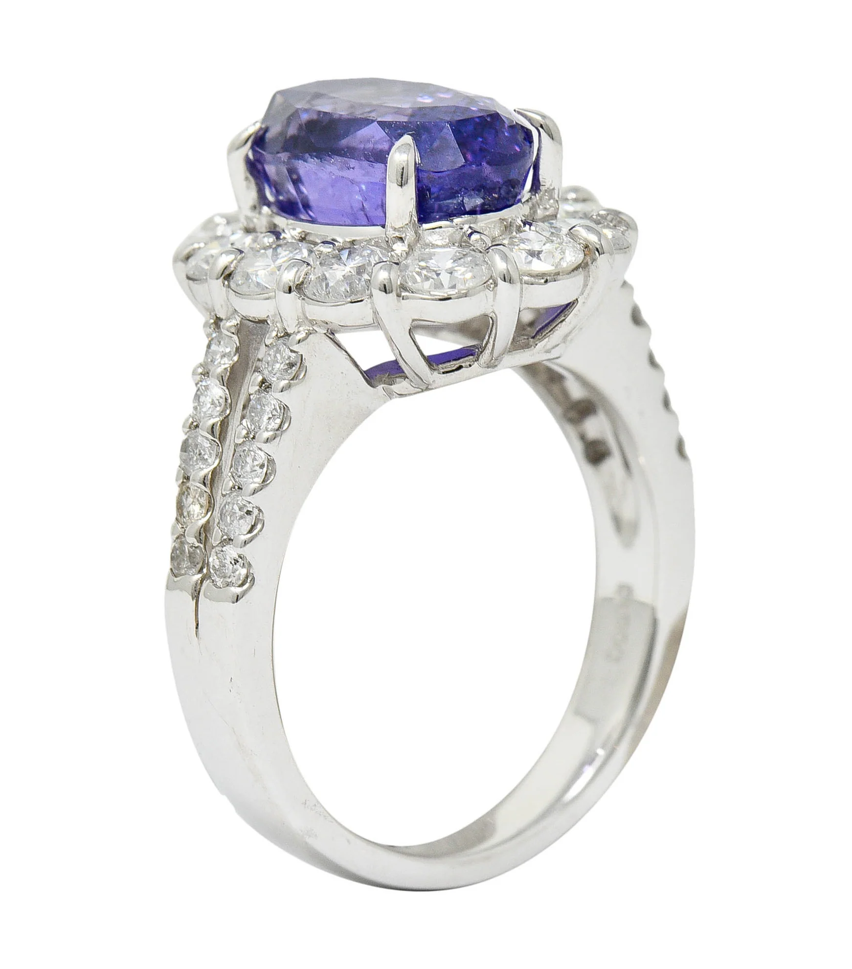 7.10 CTW No Heat Sapphire Diamond Platinum Cluster Ring AIGS - Image 10