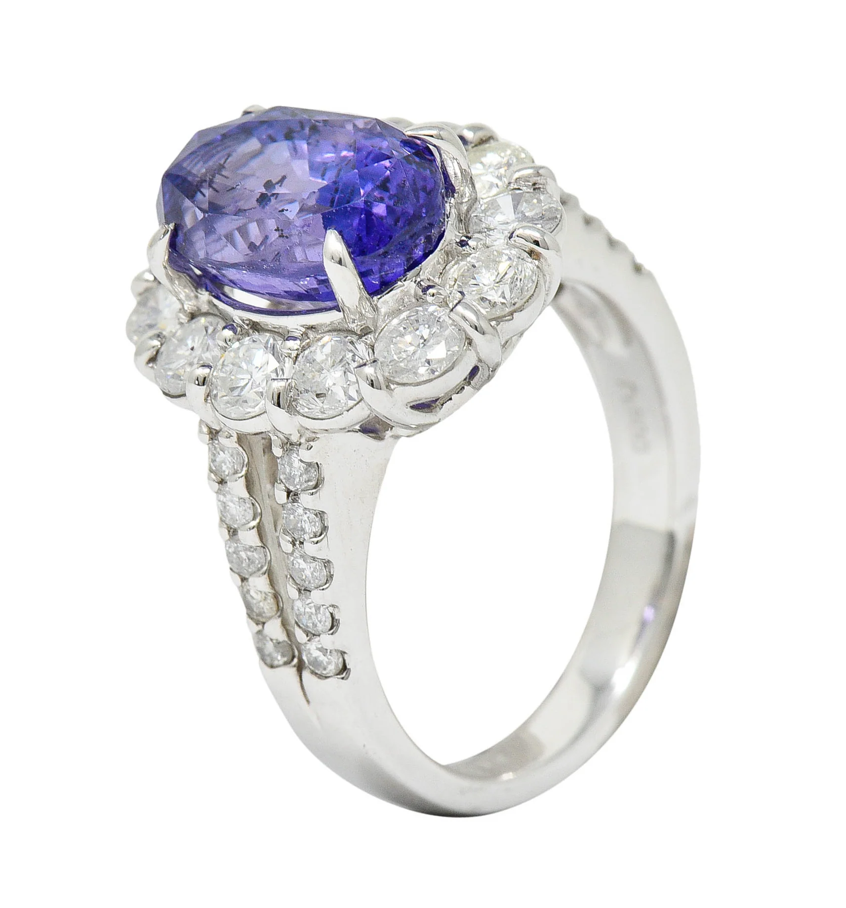 7.10 CTW No Heat Sapphire Diamond Platinum Cluster Ring AIGS - Image 11