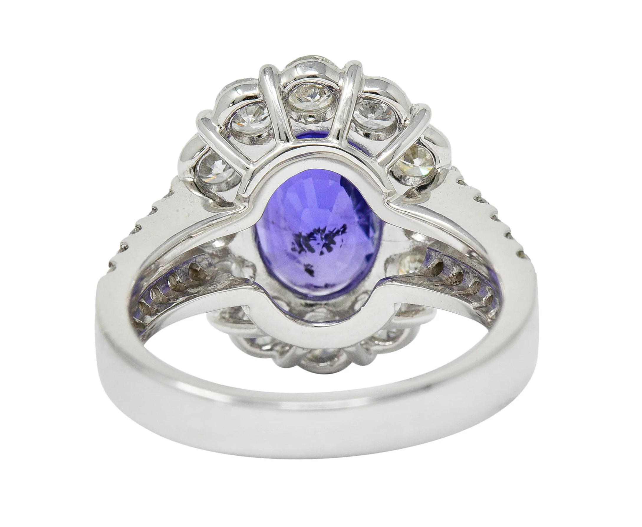 7.10 CTW No Heat Sapphire Diamond Platinum Cluster Ring AIGS - Image 4