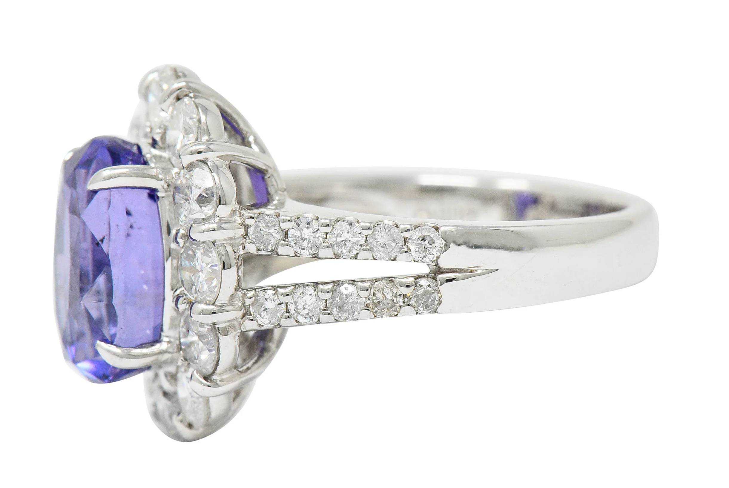 7.10 CTW No Heat Sapphire Diamond Platinum Cluster Ring AIGS - Image 5