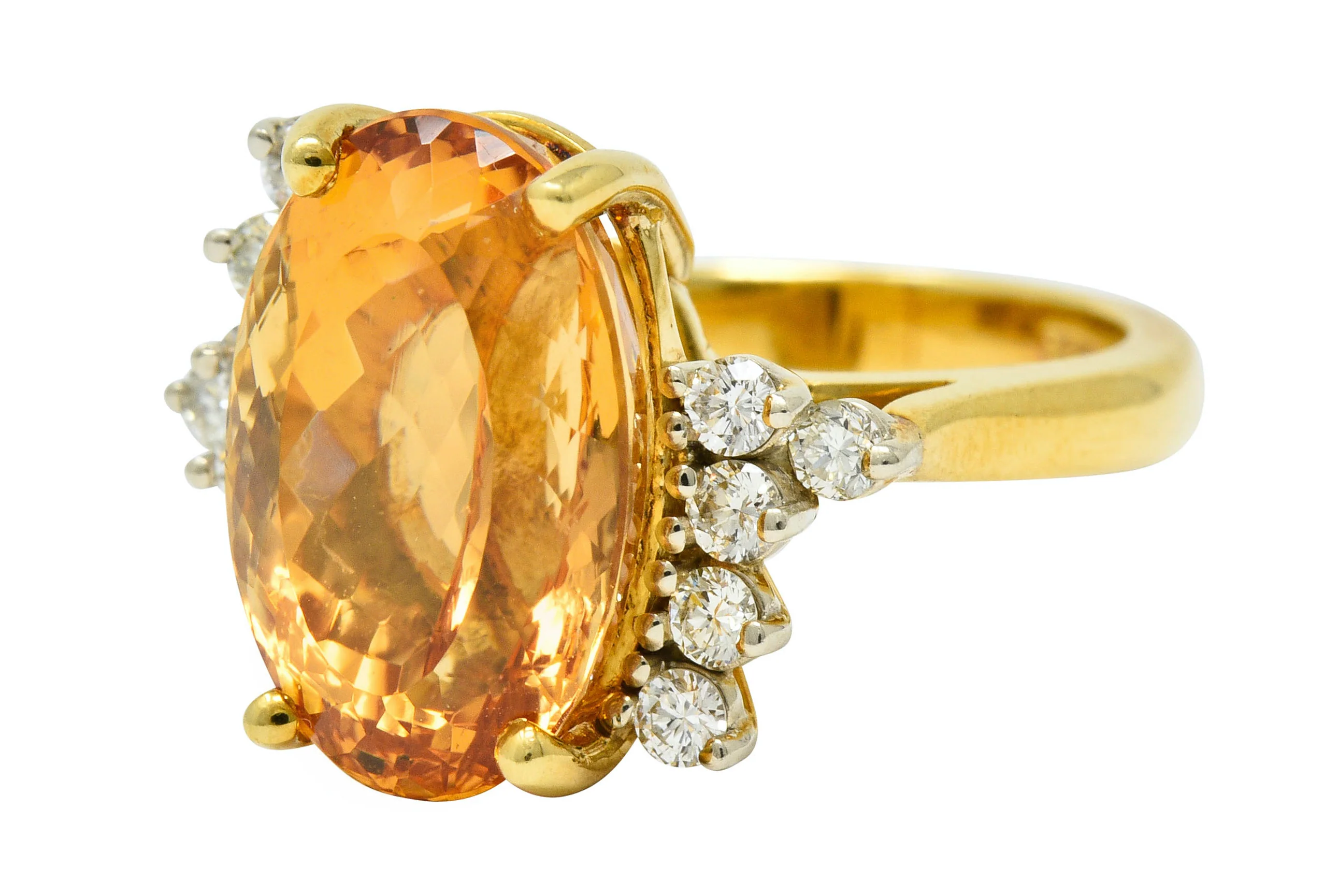 8.54 CTW Topaz Diamond 18 Karat Gold Cocktail Ring - Image 6