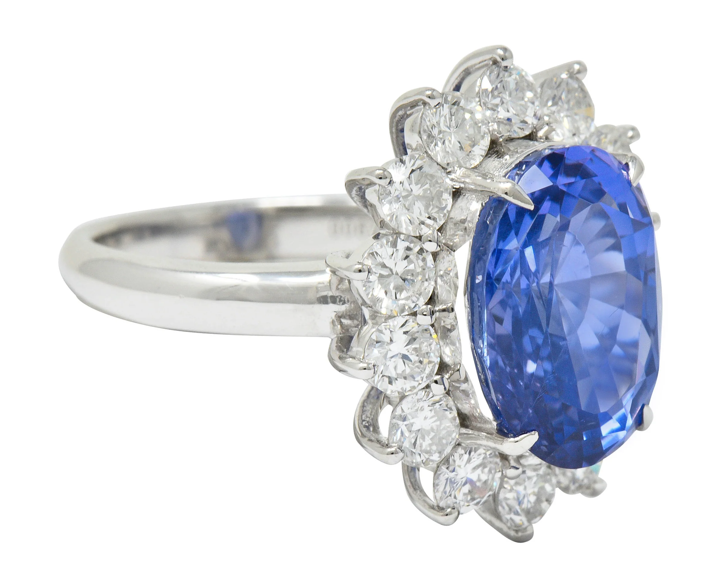 9.63 CTW No Heat Ceylon Sapphire Diamond Platinum Cluster Ring GIA - Image 2