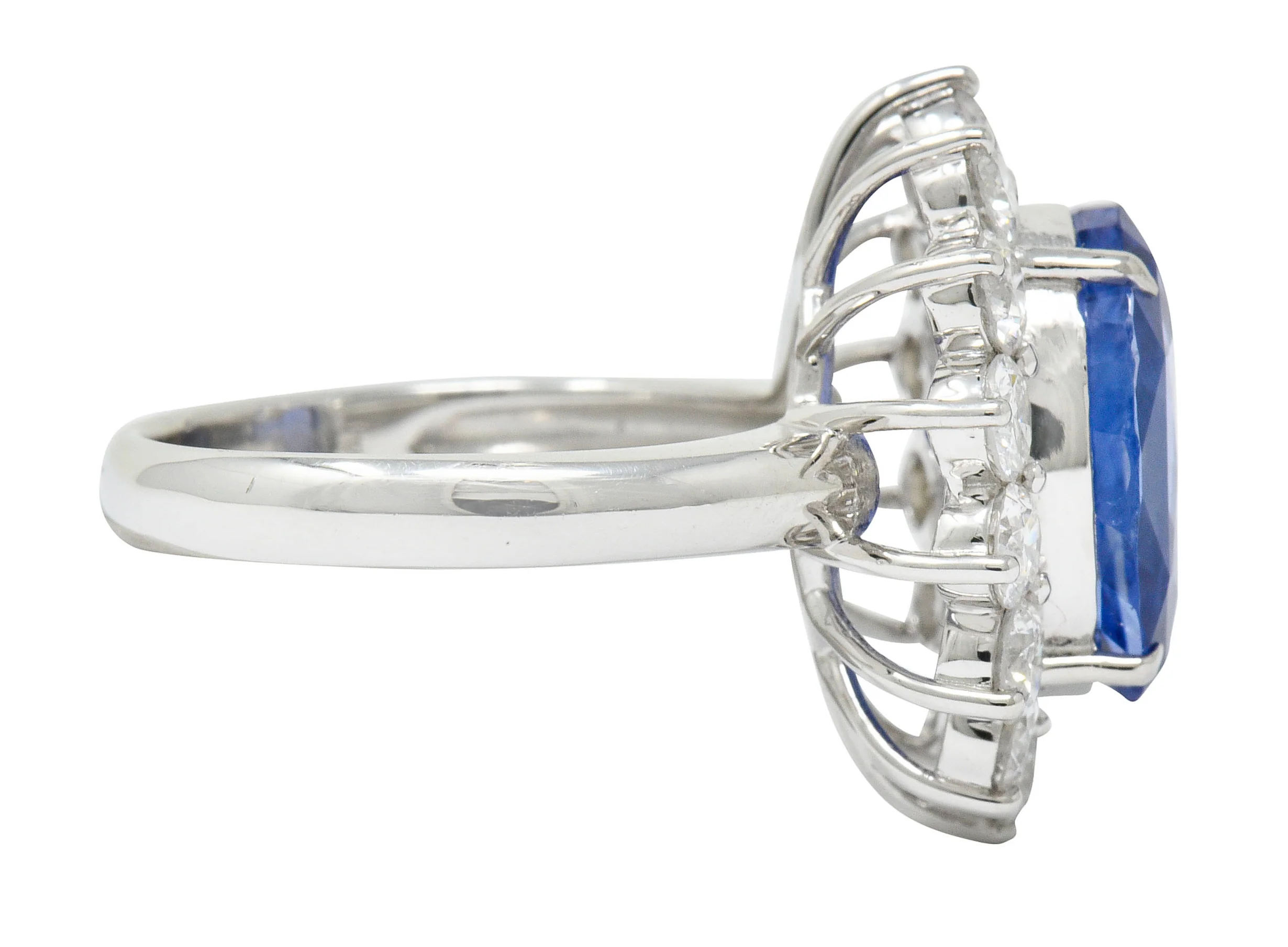 9.63 CTW No Heat Ceylon Sapphire Diamond Platinum Cluster Ring GIA - Image 3