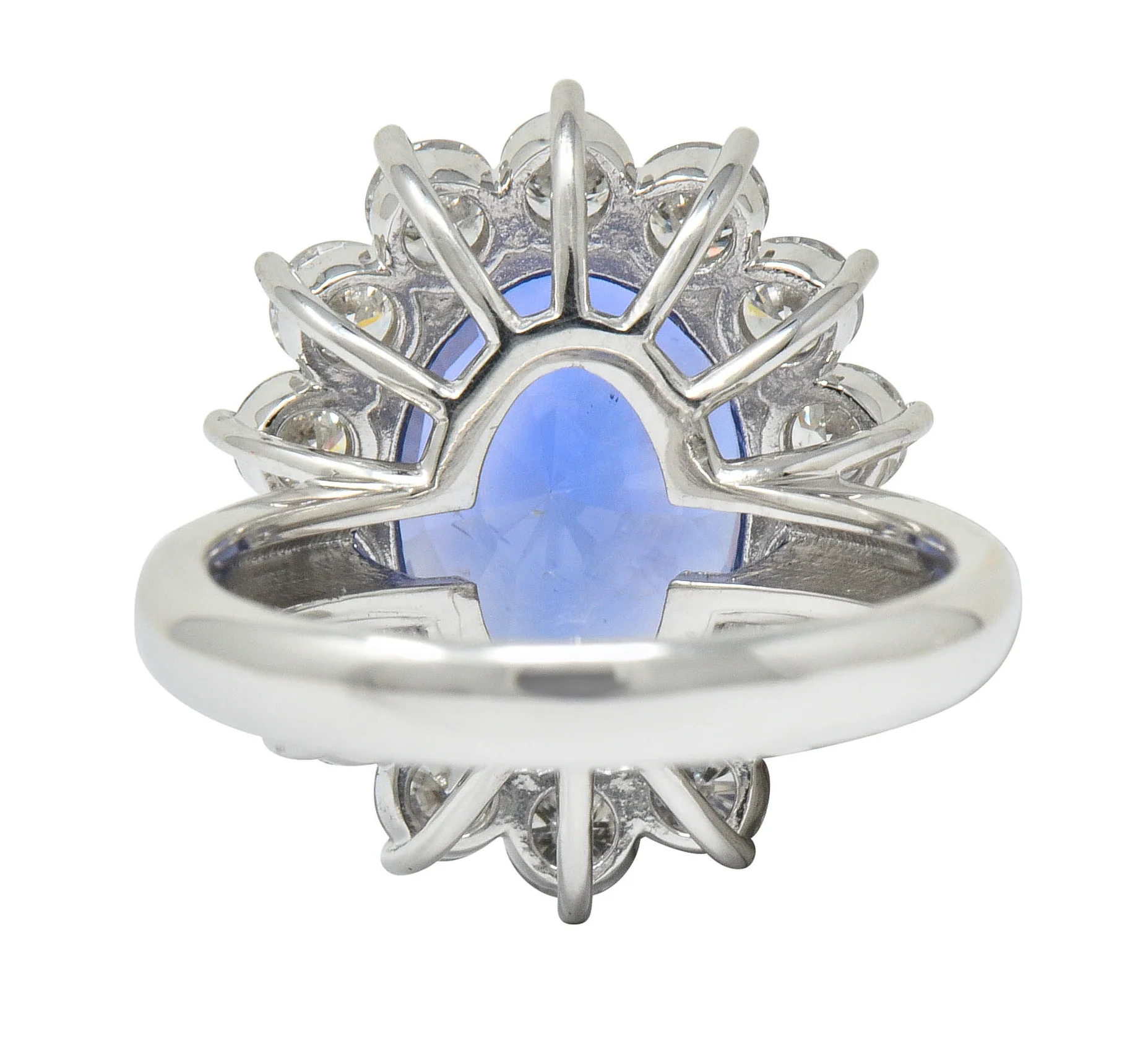 9.63 CTW No Heat Ceylon Sapphire Diamond Platinum Cluster Ring GIA - Image 4