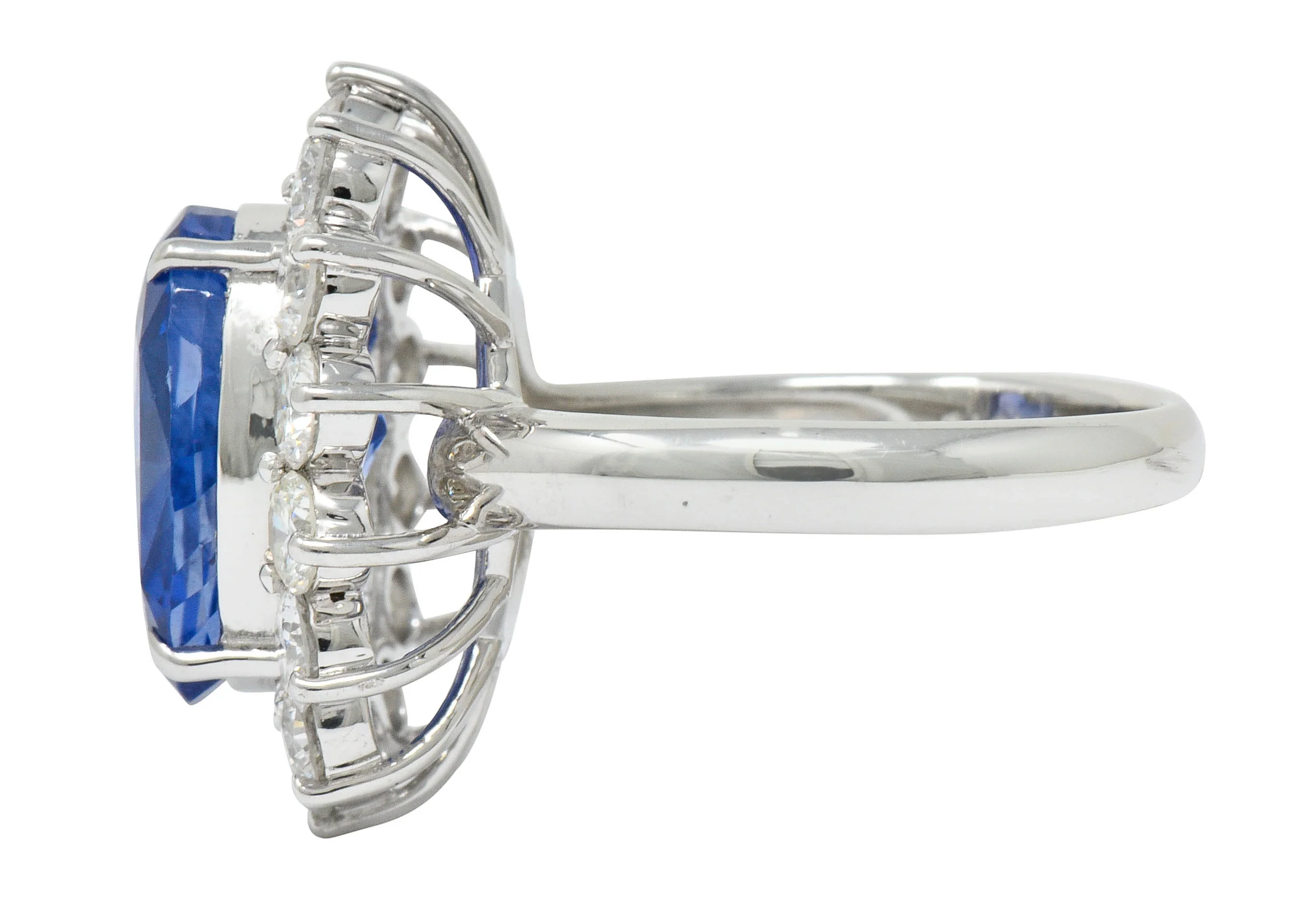9.63 CTW No Heat Ceylon Sapphire Diamond Platinum Cluster Ring GIA - Image 5