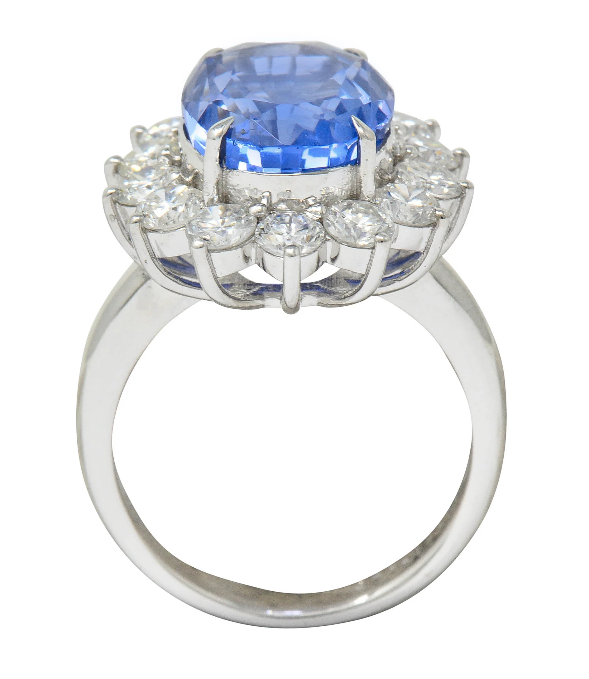 9.63 CTW No Heat Ceylon Sapphire Diamond Platinum Cluster Ring GIA - Image 9