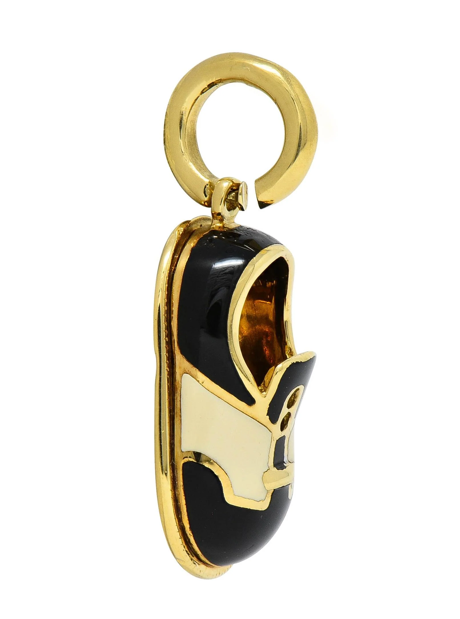 Aaron Basha Contemporary Enamel 18 Karat Yellow Gold Baby Shoe Charm - Image 4