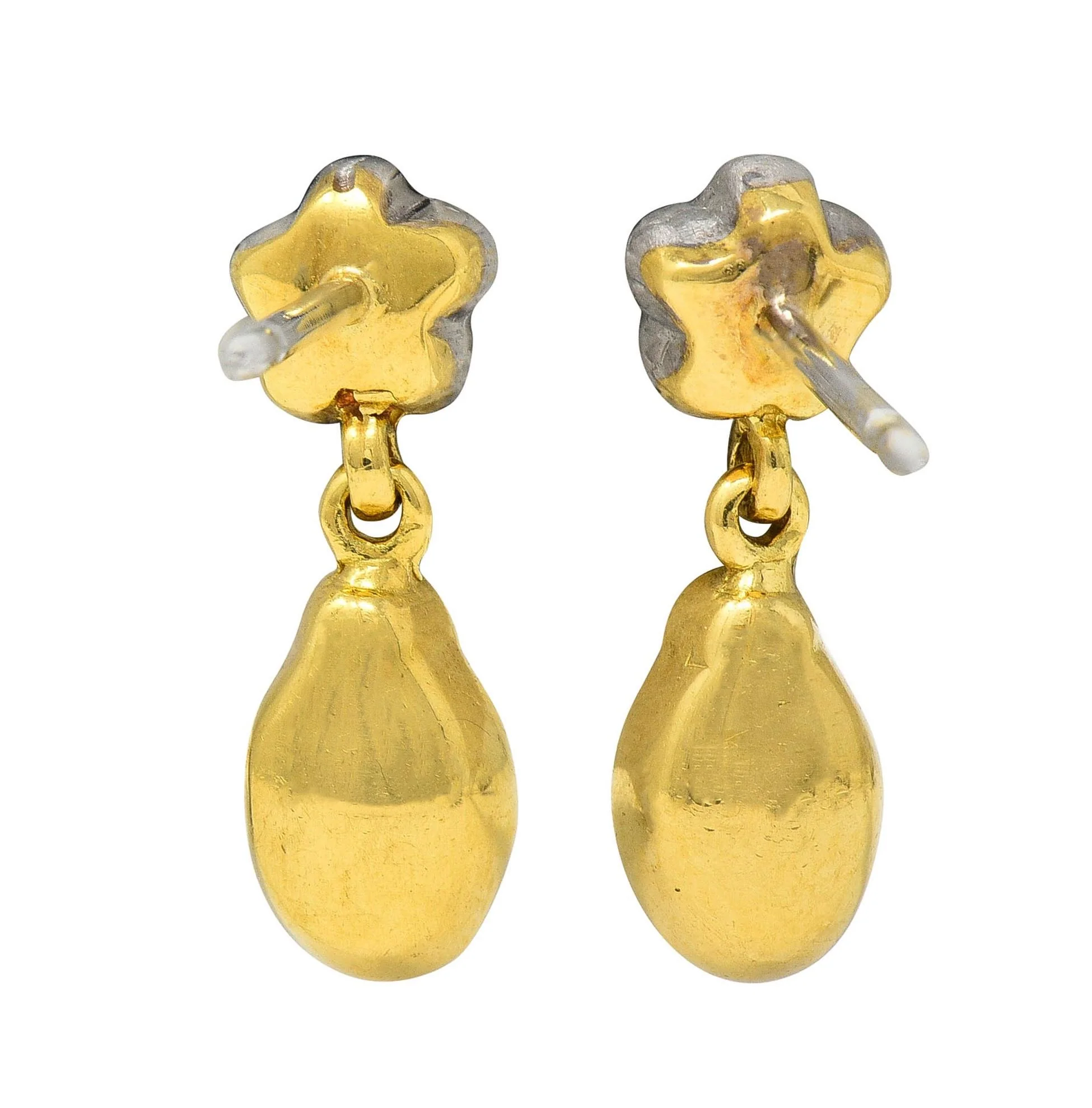 Aaron Basha Diamond Orange Enamel 18 Karat Two-Tone Gold Ladybug Drop Earrings - Image 4