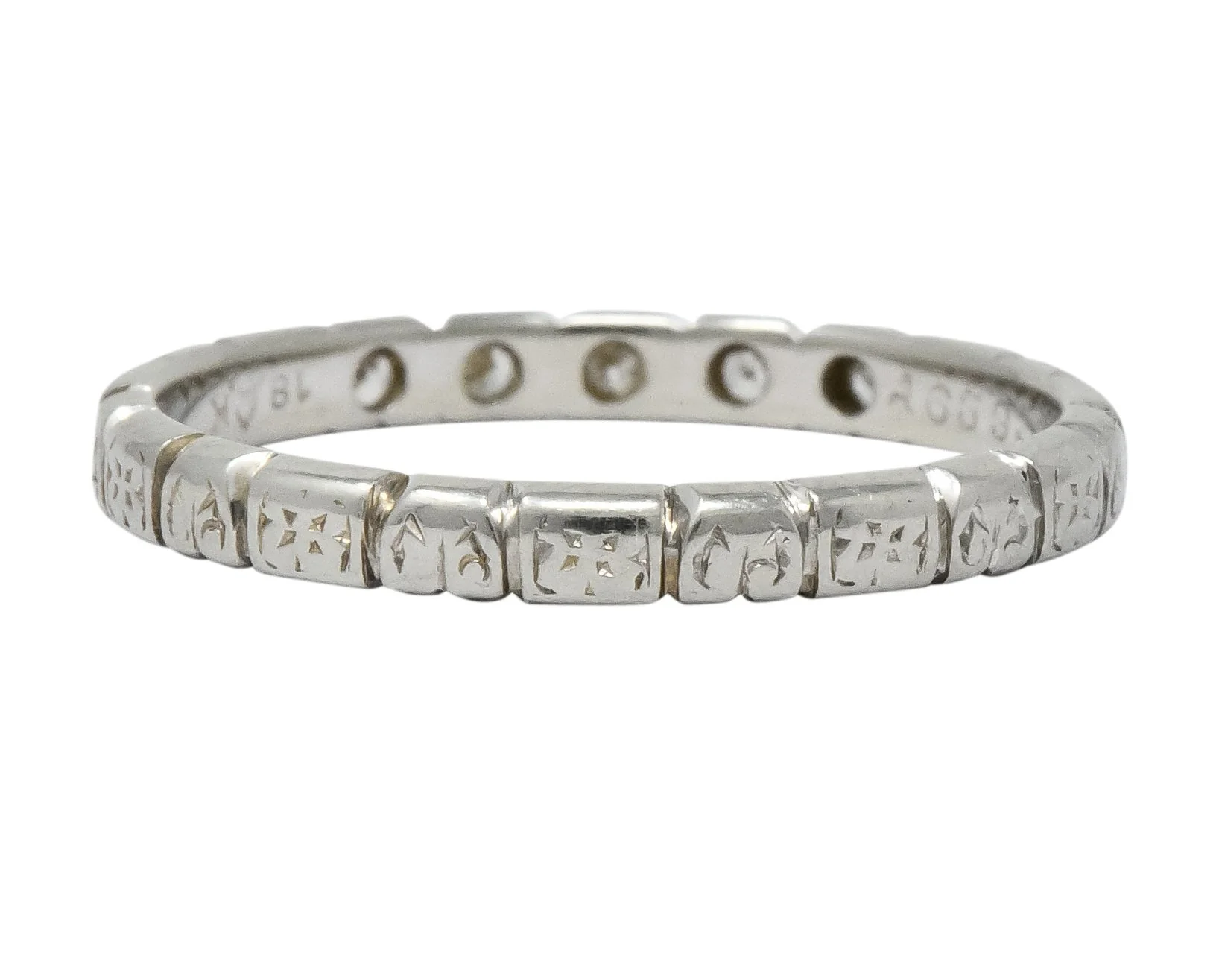 Abel Bros. & Co. Art Deco Diamond 18 Karat White Gold Stackable Band Ring - Image 4