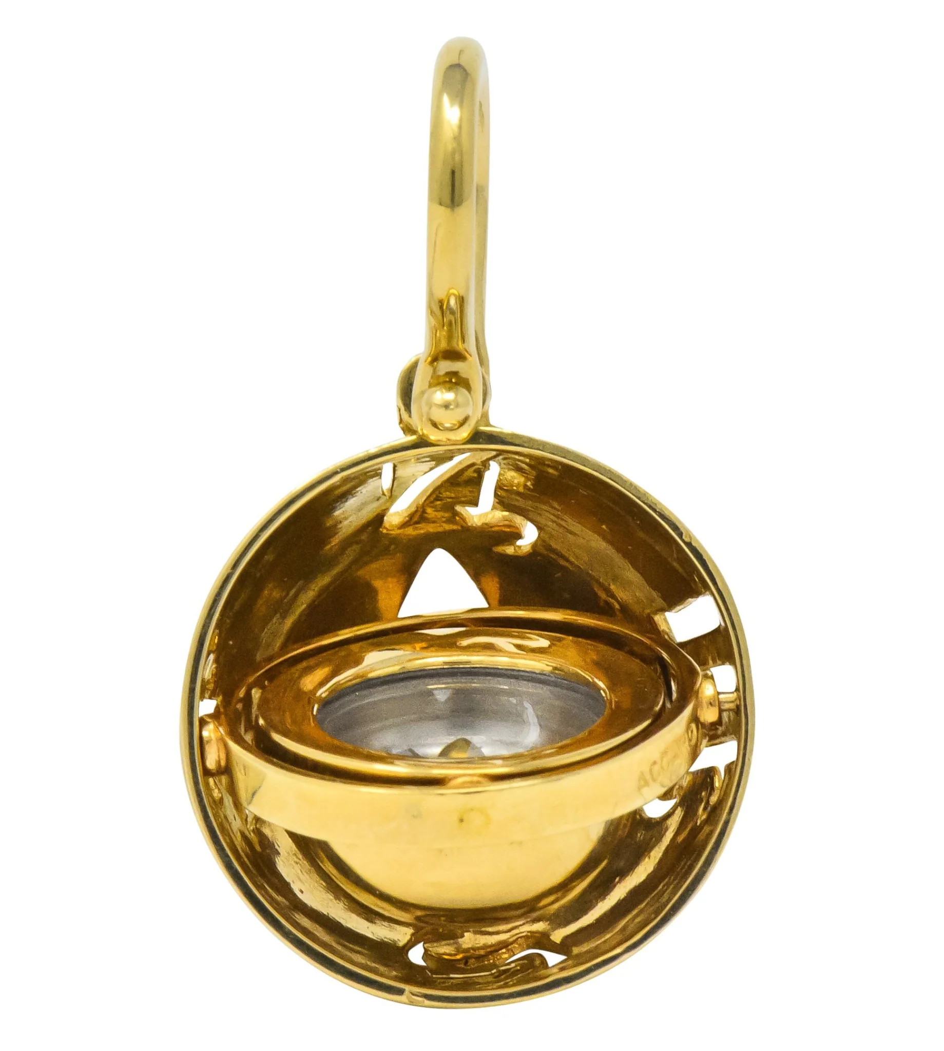 Accar Vintage 14 Karat Gold Gyroscope Compass Pendant - Image 2