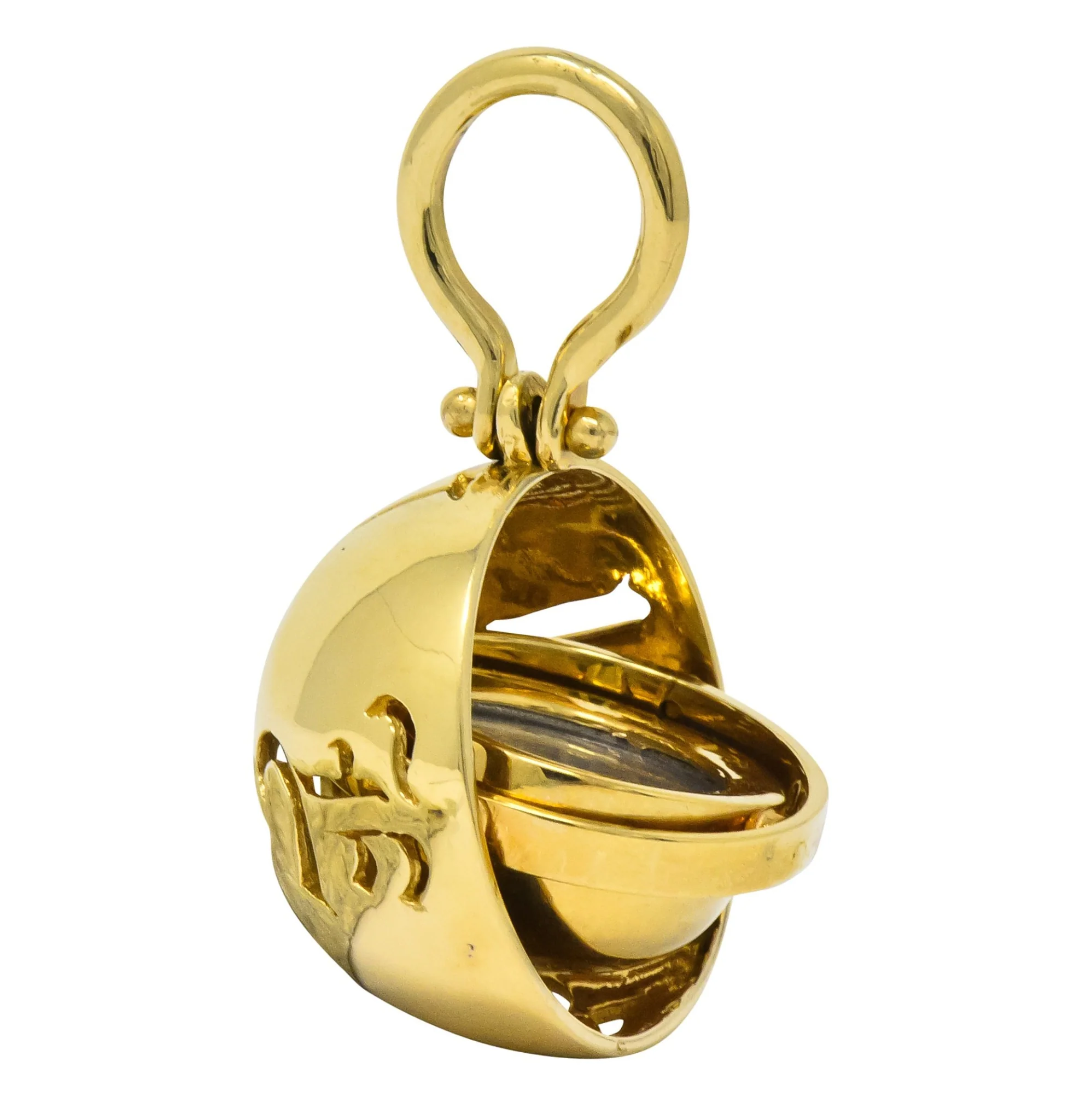 Accar Vintage 14 Karat Gold Gyroscope Compass Pendant - Image 3