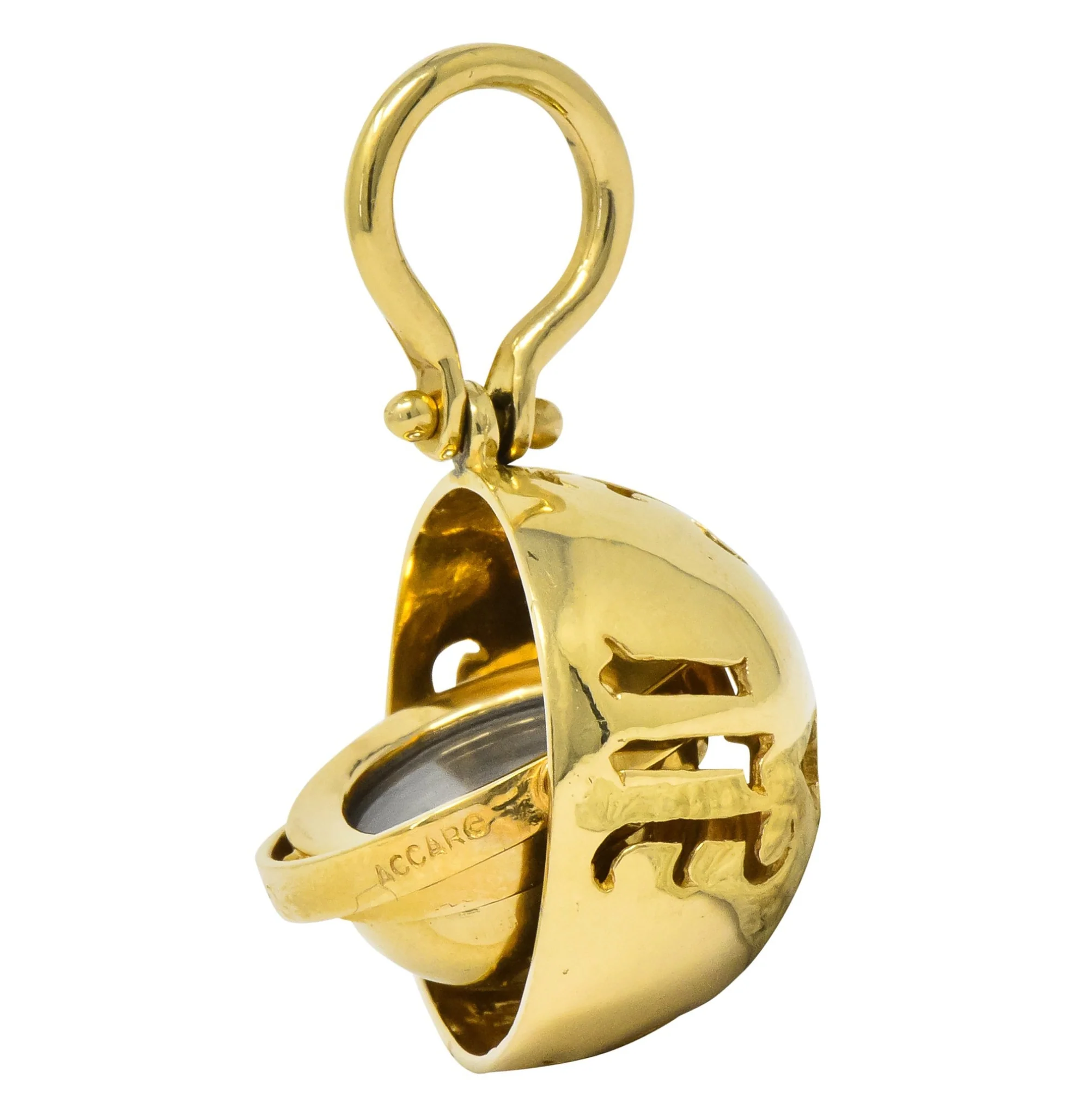 Accar Vintage 14 Karat Gold Gyroscope Compass Pendant - Image 4