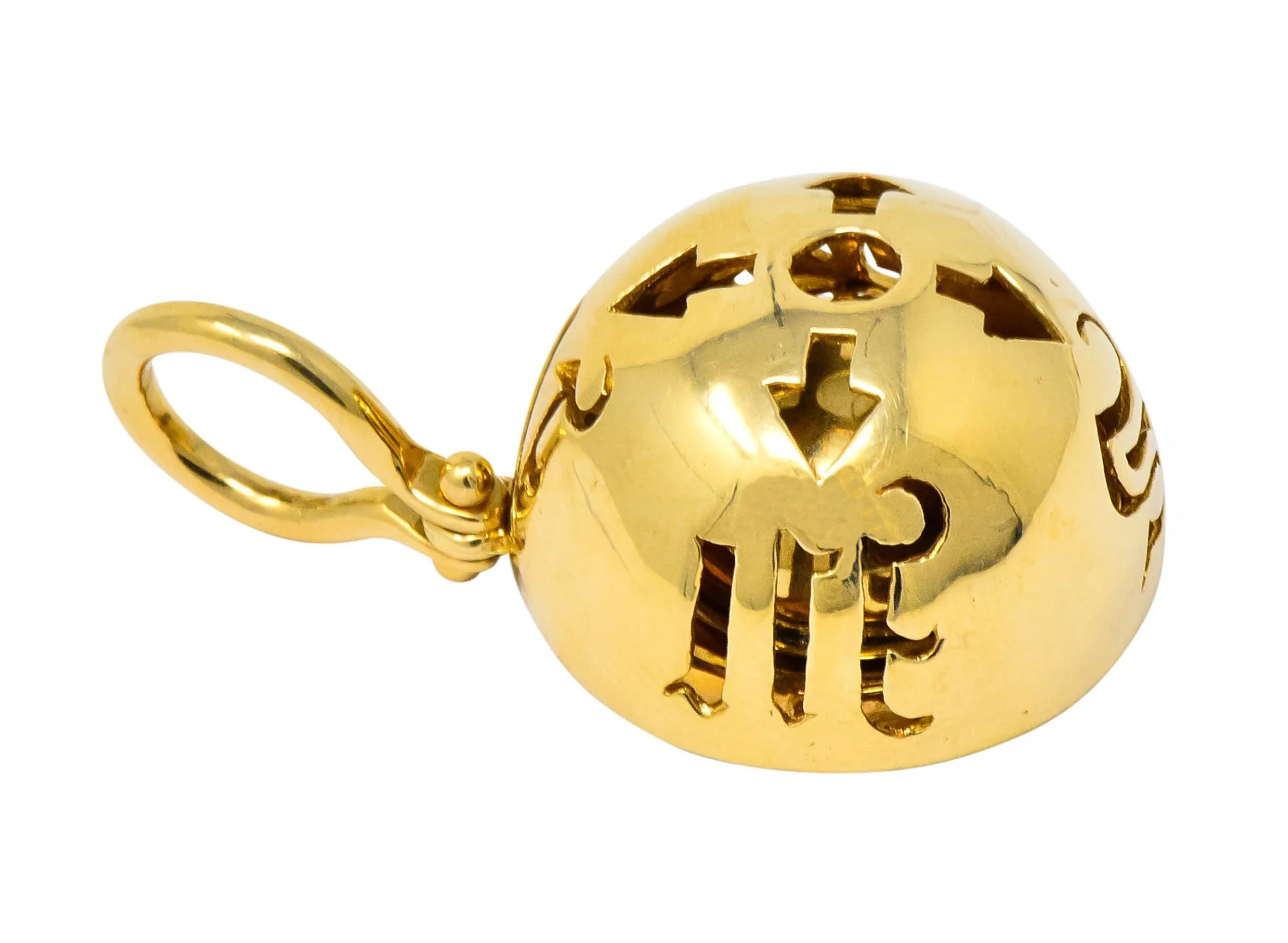 Accar Vintage 14 Karat Gold Gyroscope Compass Pendant - Image 5