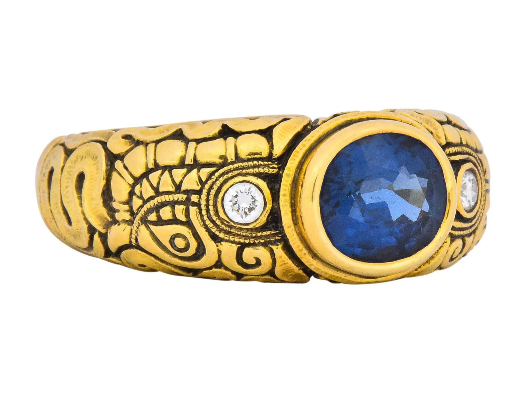 Alex Sepkus 1.58 CTW Sapphire Diamond 18 Karat Gold Dragon Ring - Image 2