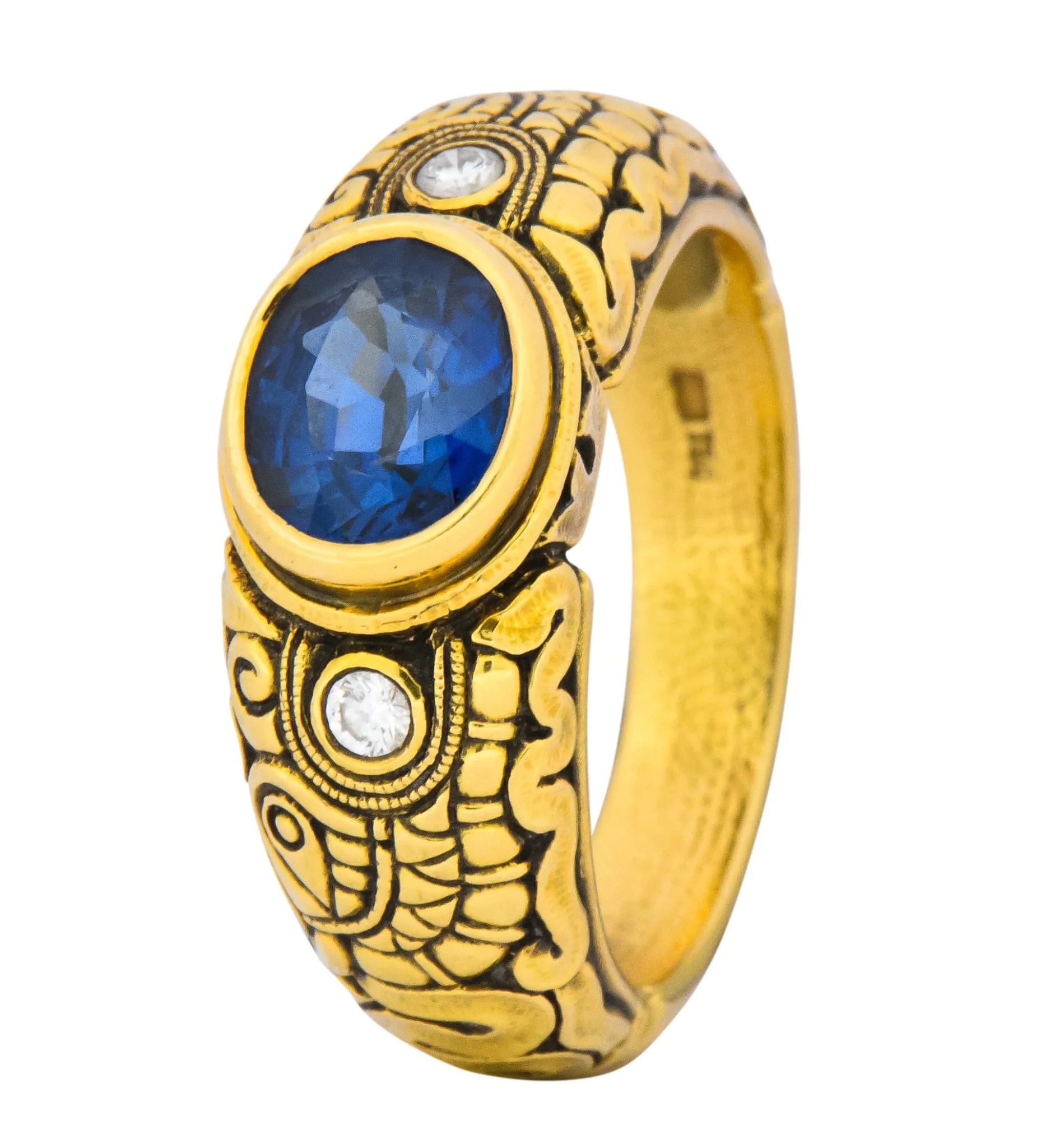 Alex Sepkus 1.58 CTW Sapphire Diamond 18 Karat Gold Dragon Ring - Image 8