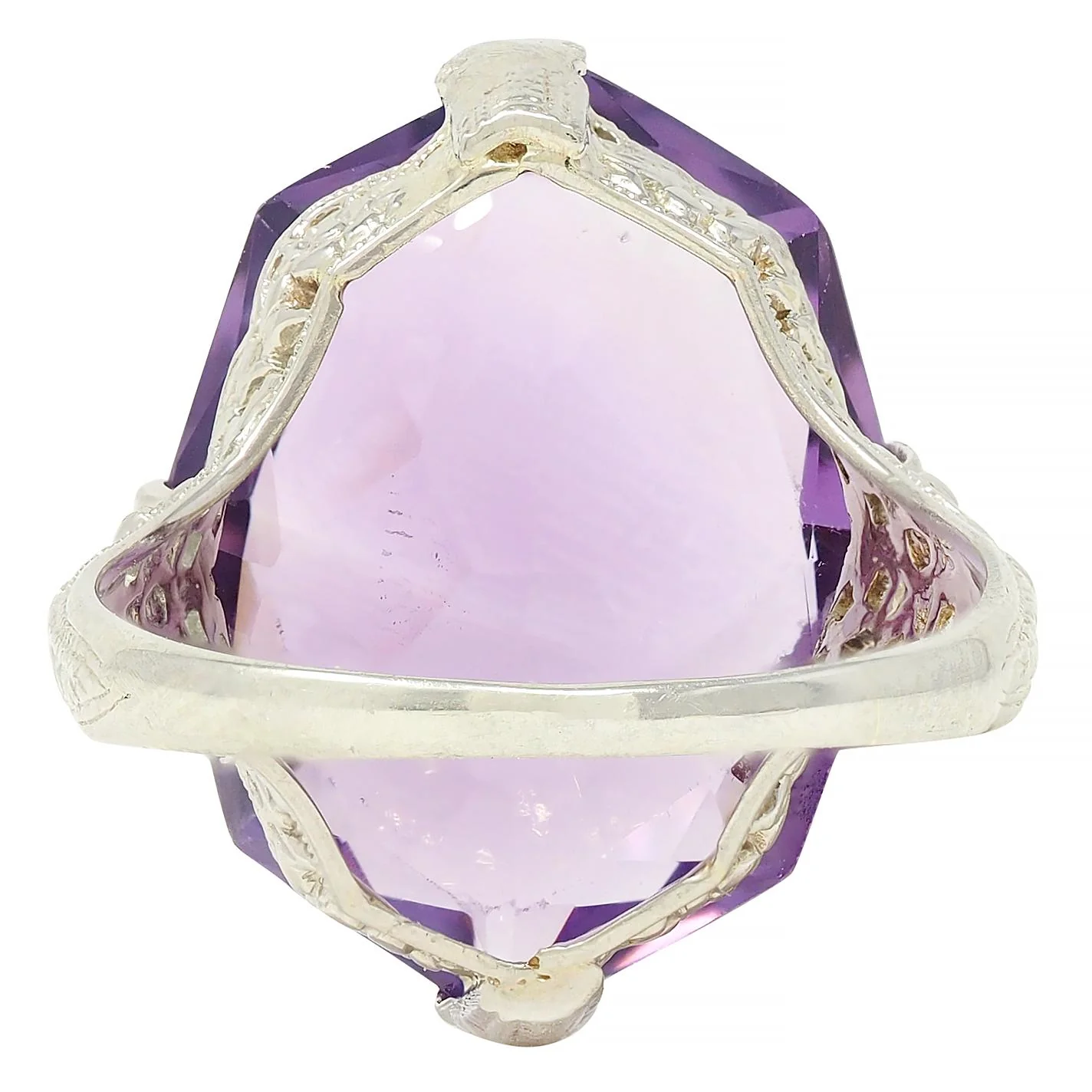 Allsopp Bros. Art Deco Amethyst 18 Karat White Gold Vintage Orange Blossom Ring - Image 4