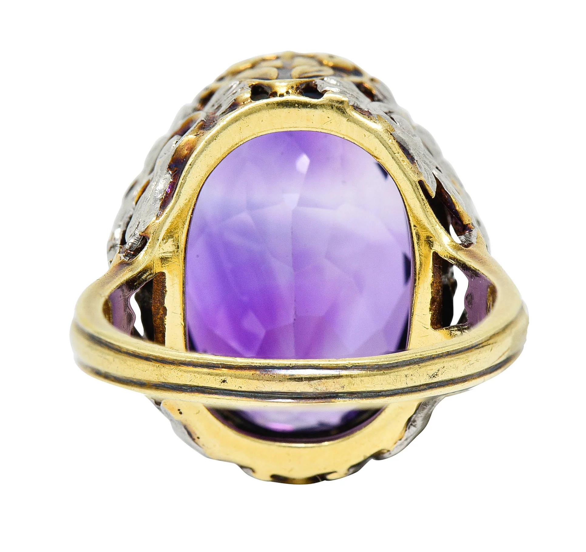 Allsopp-Steller Amethyst 14 Karat Two-Tone Gold Scrolled Foliate Ring - Image 5
