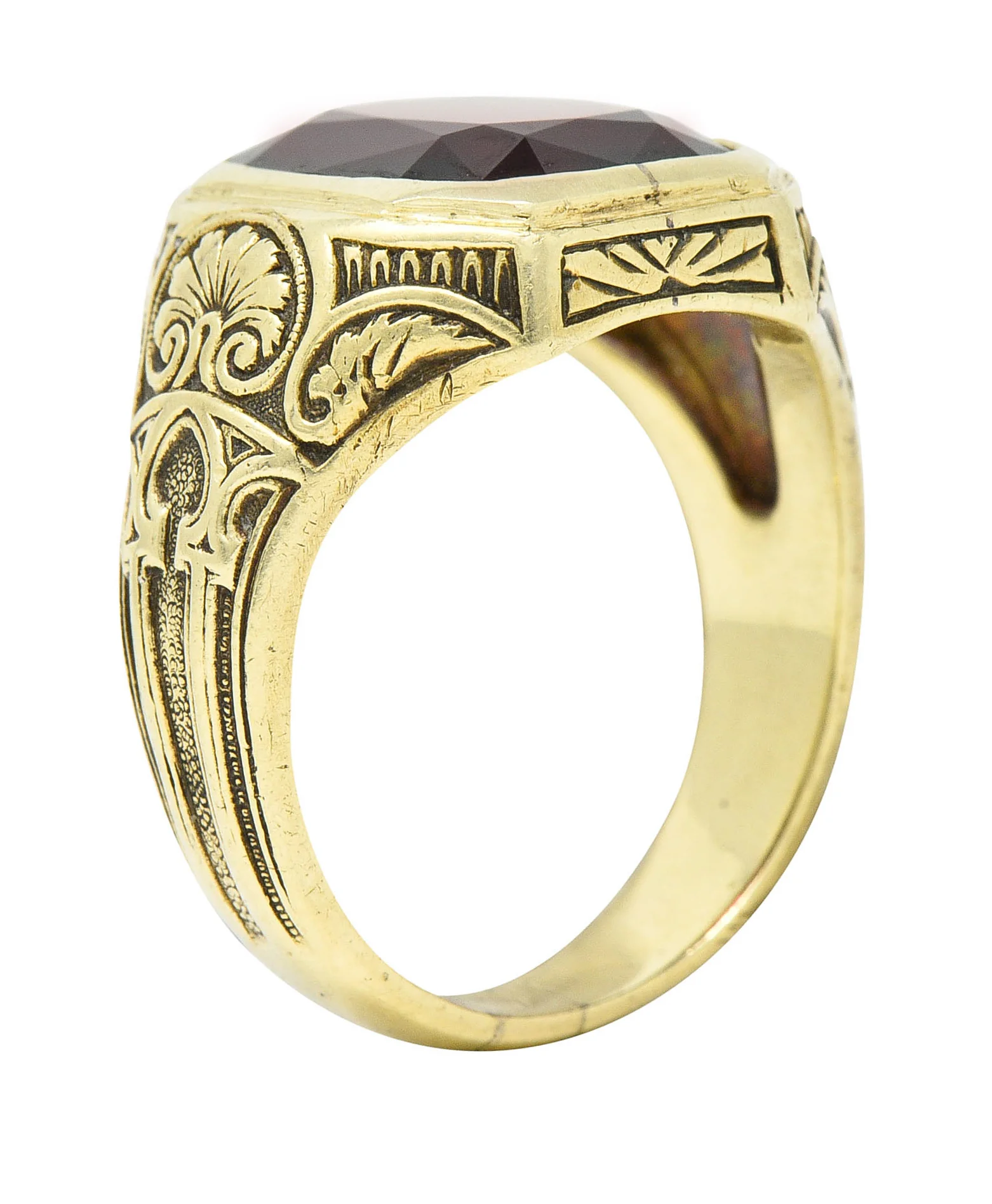 Allsopp Steller Art Nouveau Garnet 14 Karat Gold Gemstone Ring - Image 2