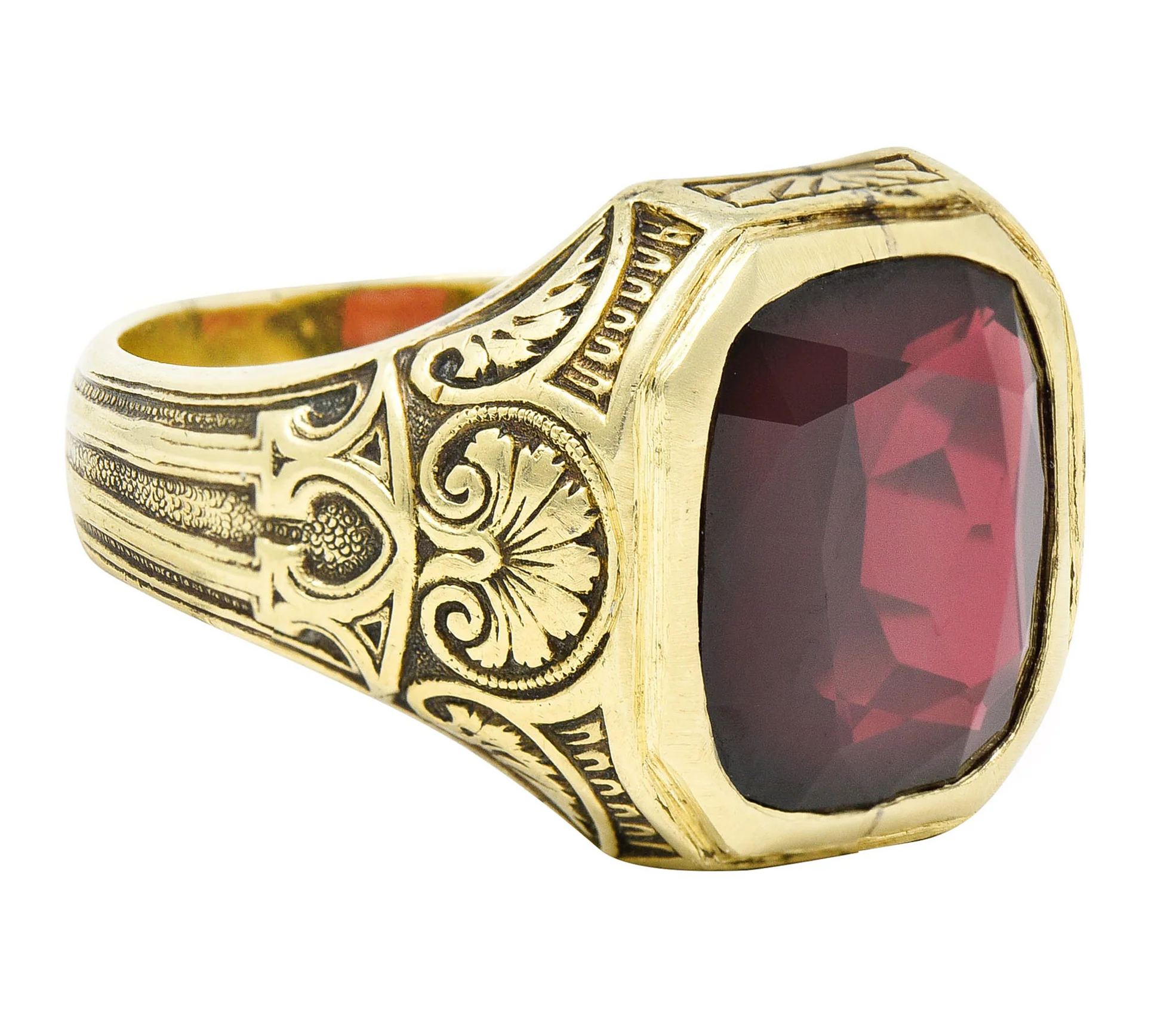 Allsopp Steller Art Nouveau Garnet 14 Karat Gold Gemstone Ring - Image 3