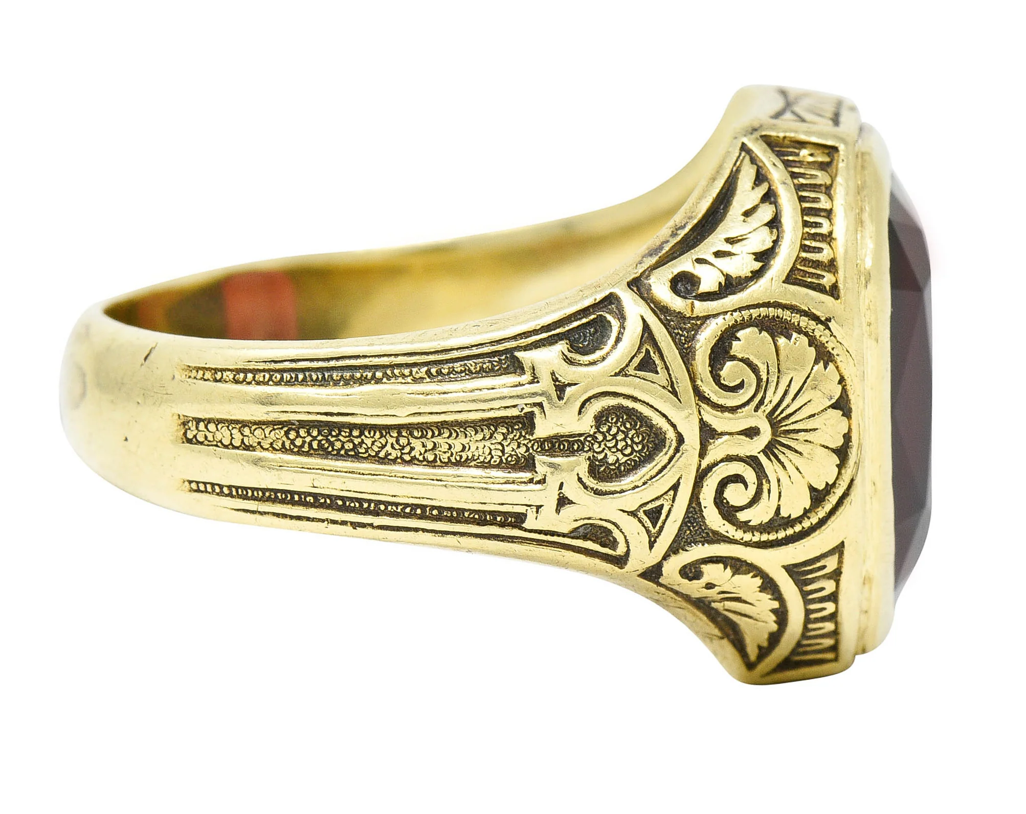 Allsopp Steller Art Nouveau Garnet 14 Karat Gold Gemstone Ring - Image 4
