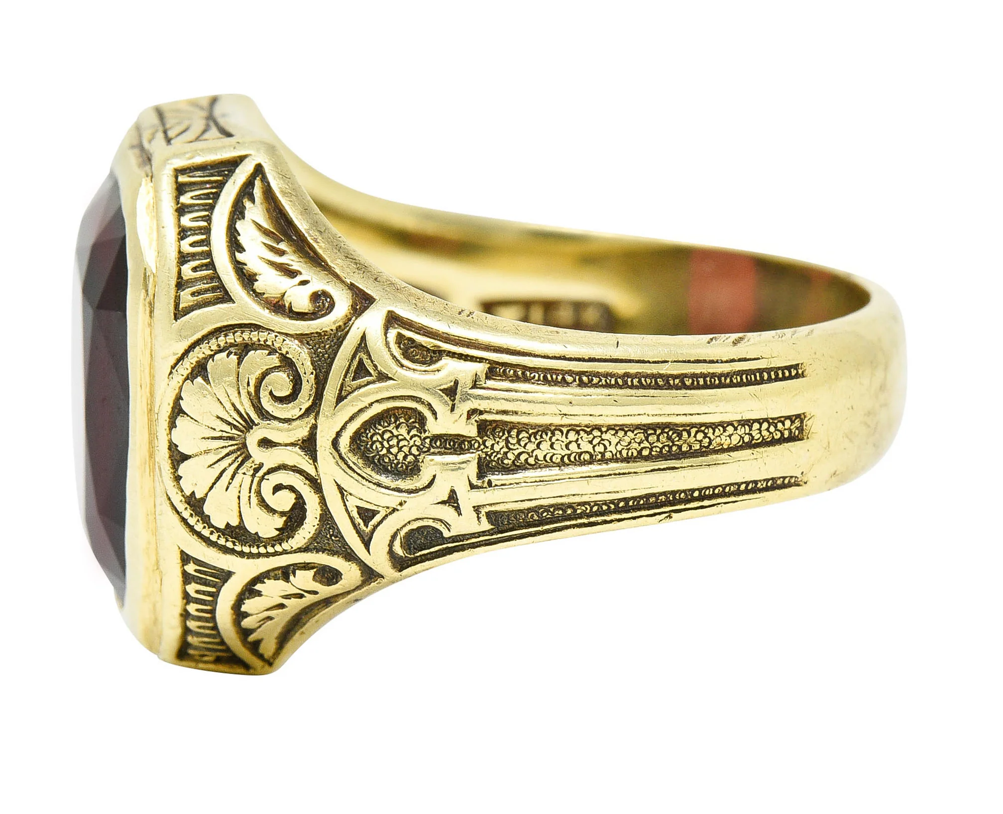 Allsopp Steller Art Nouveau Garnet 14 Karat Gold Gemstone Ring - Image 6