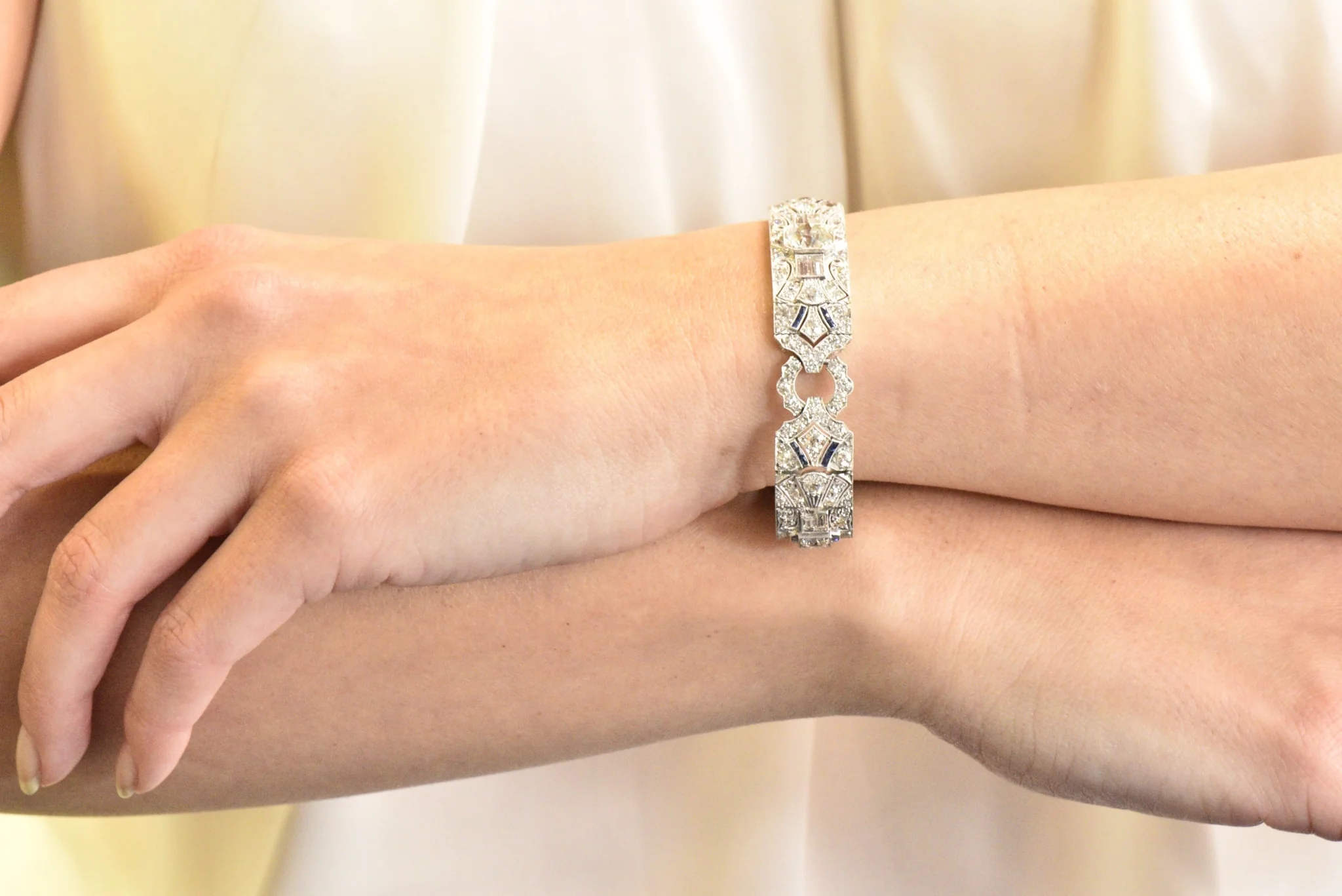 Amazing Art Deco 11.50 CTW Diamond Sapphire Platinum Bracelet - Image 12