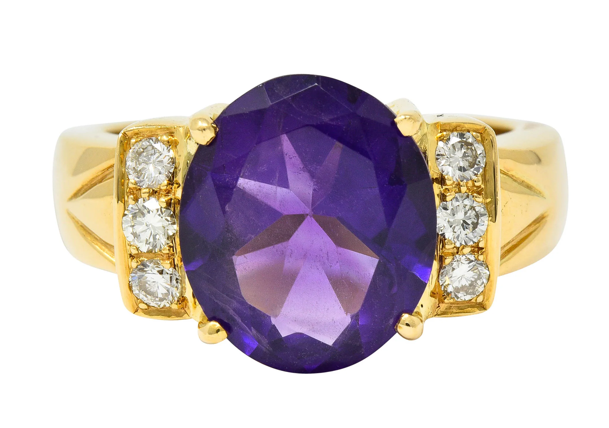 Amethyst Diamond 18 Karat Gold Gemstone Statement Ring