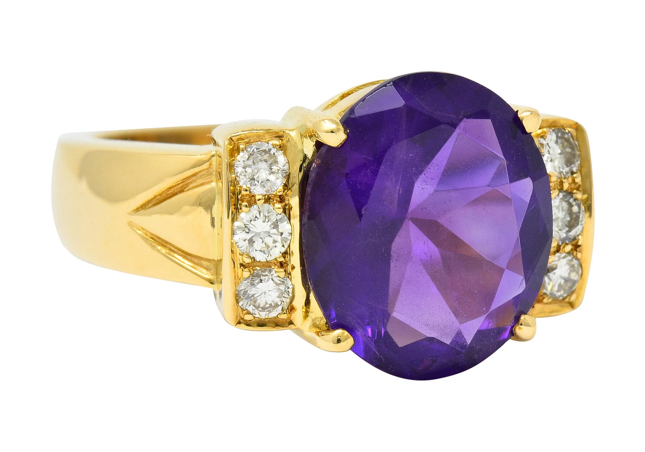 Amethyst Diamond 18 Karat Gold Gemstone Statement Ring - Image 2