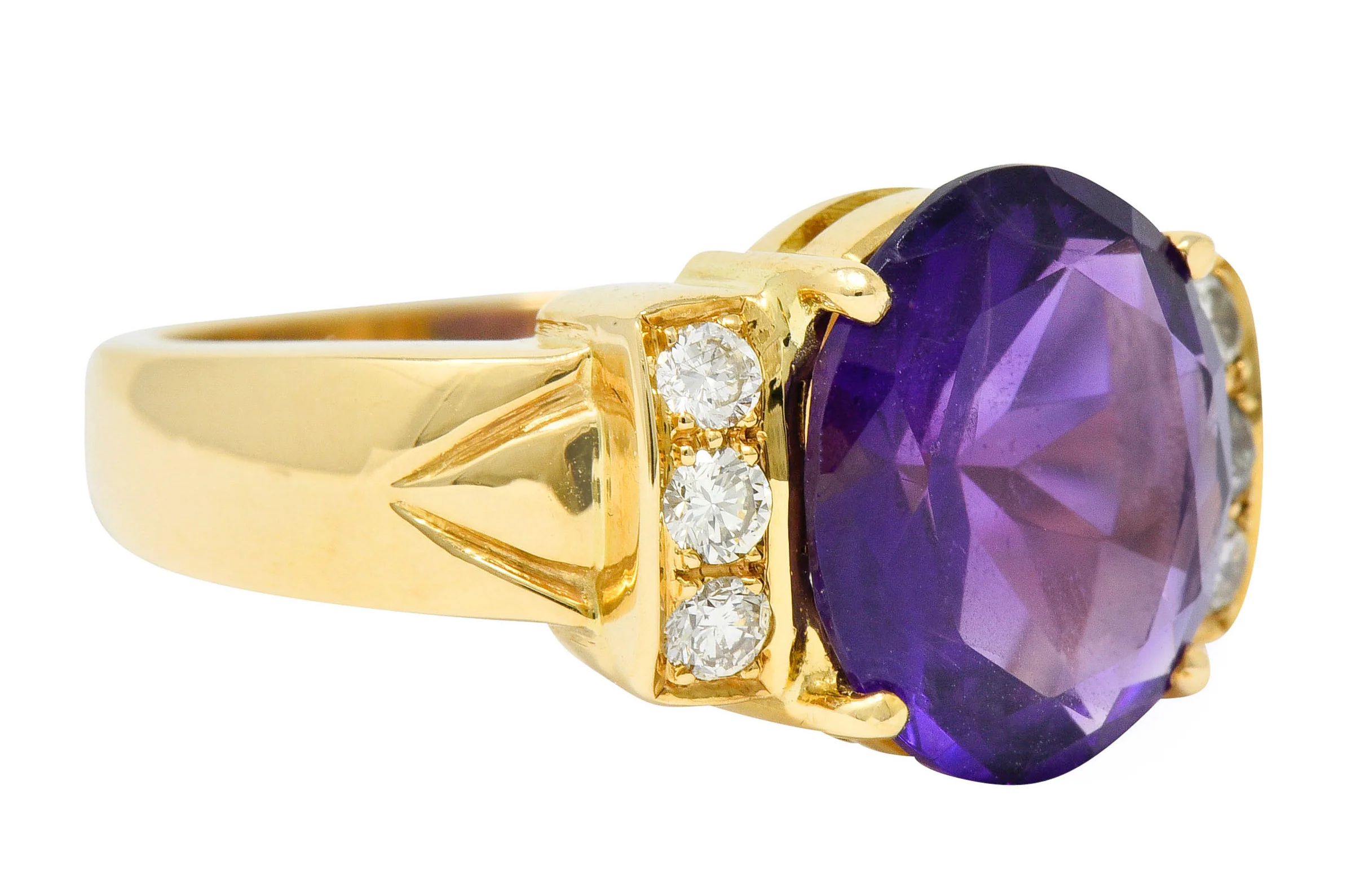Amethyst Diamond 18 Karat Gold Gemstone Statement Ring - Image 3