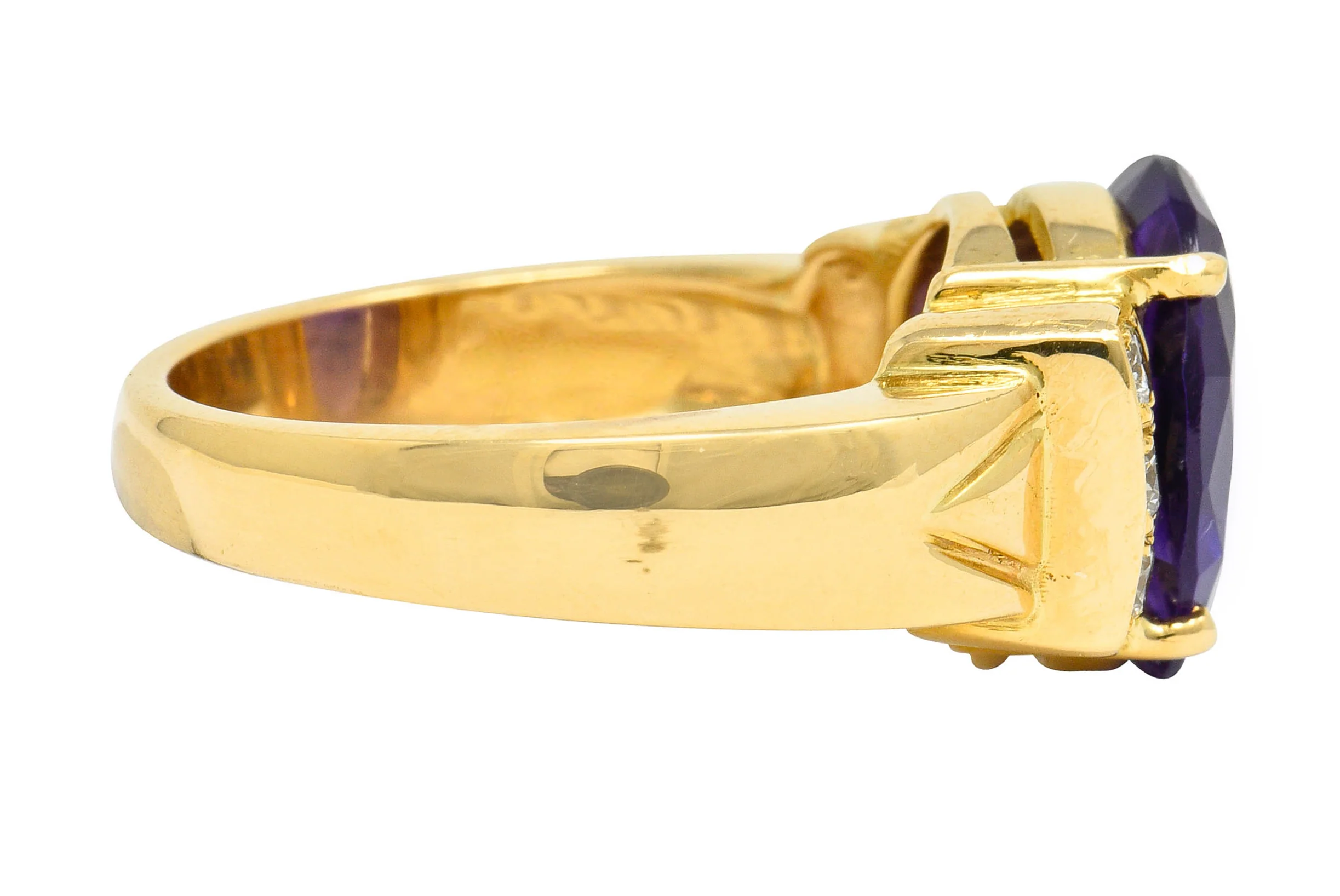Amethyst Diamond 18 Karat Gold Gemstone Statement Ring - Image 4