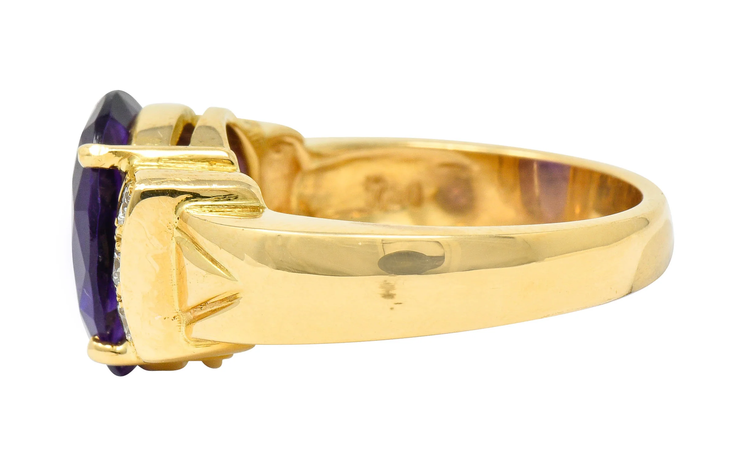 Amethyst Diamond 18 Karat Gold Gemstone Statement Ring - Image 6