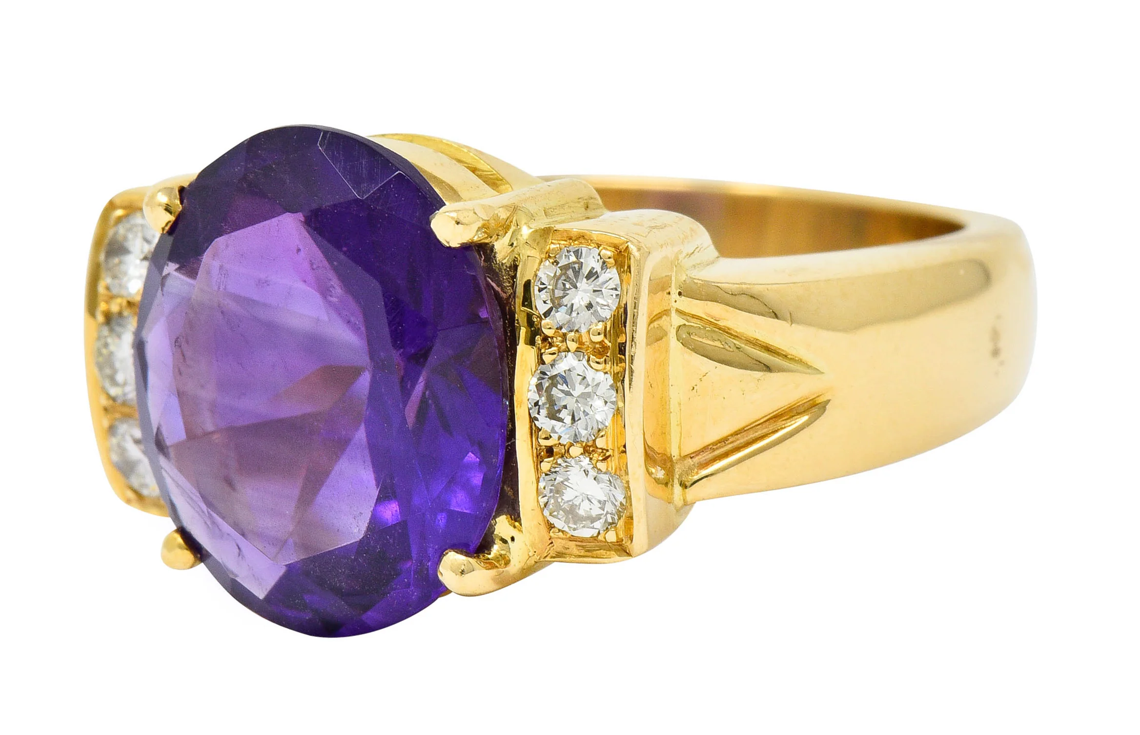 Amethyst Diamond 18 Karat Gold Gemstone Statement Ring - Image 7