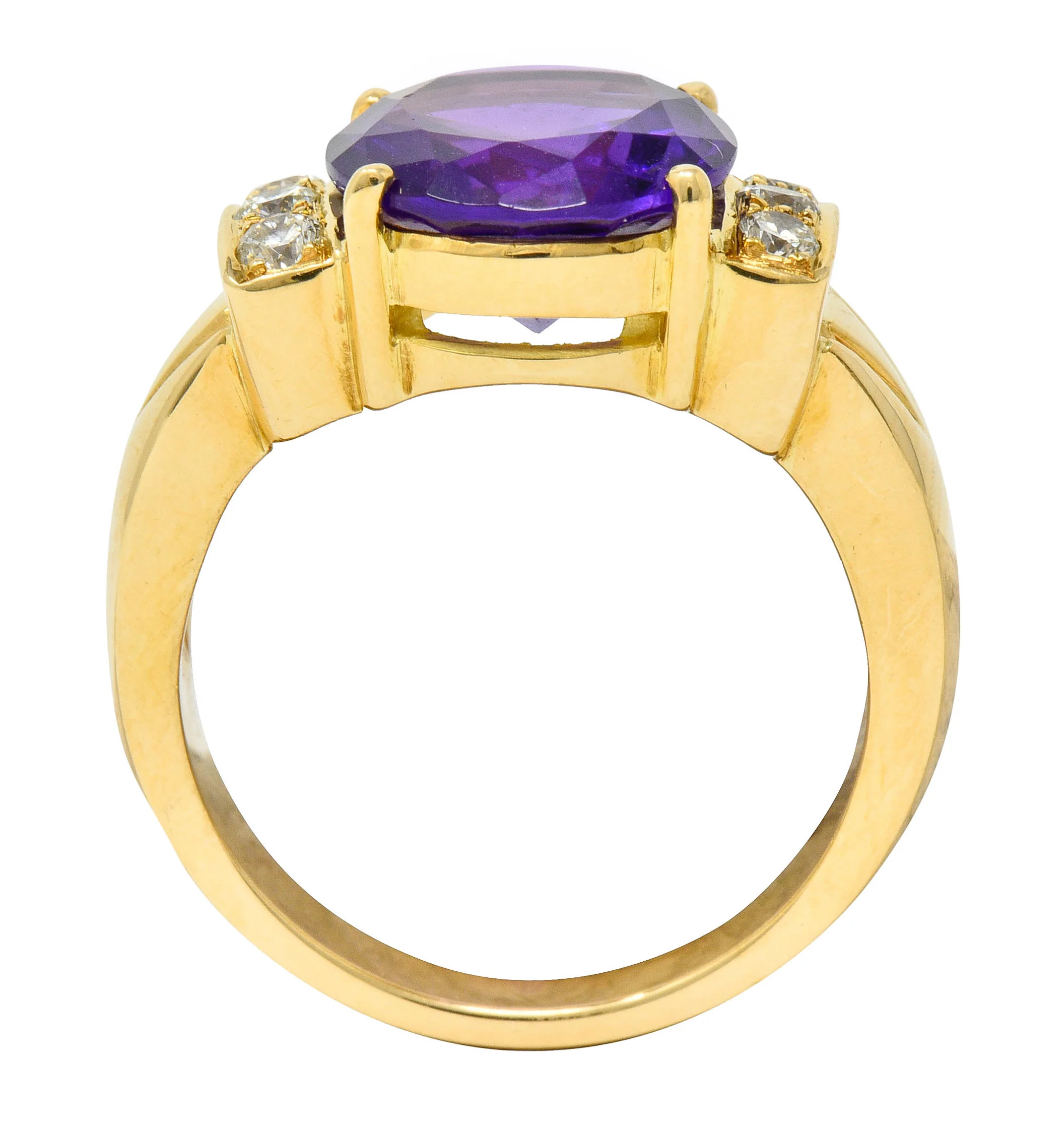 Amethyst Diamond 18 Karat Gold Gemstone Statement Ring - Image 8
