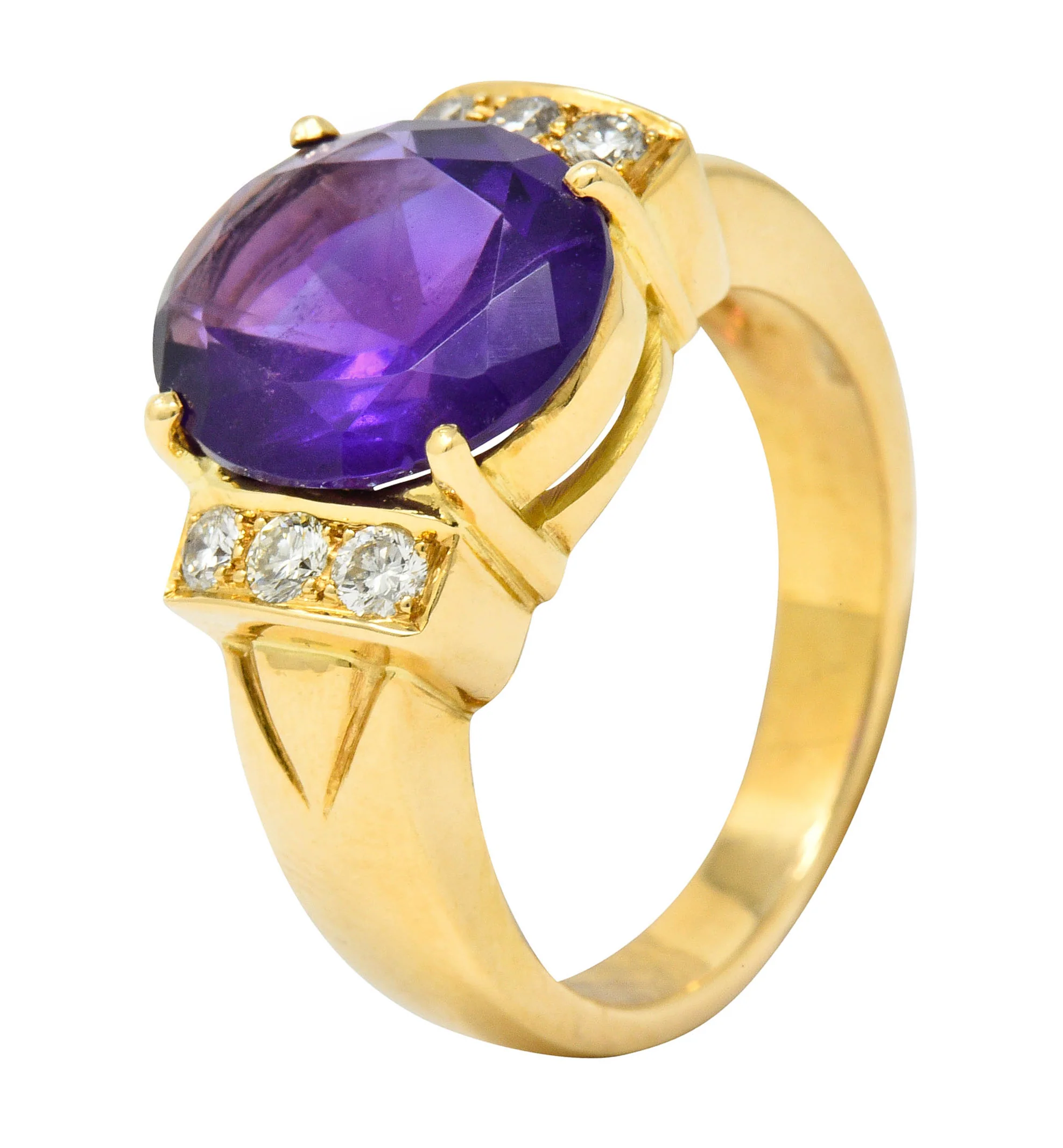 Amethyst Diamond 18 Karat Gold Gemstone Statement Ring - Image 9