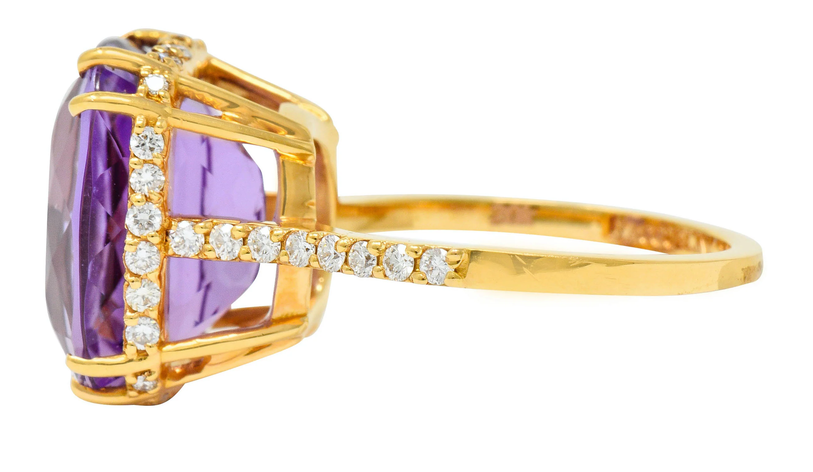 Amethyst Diamond 20 Karat Rose Gold Cocktail Ring - Image 5