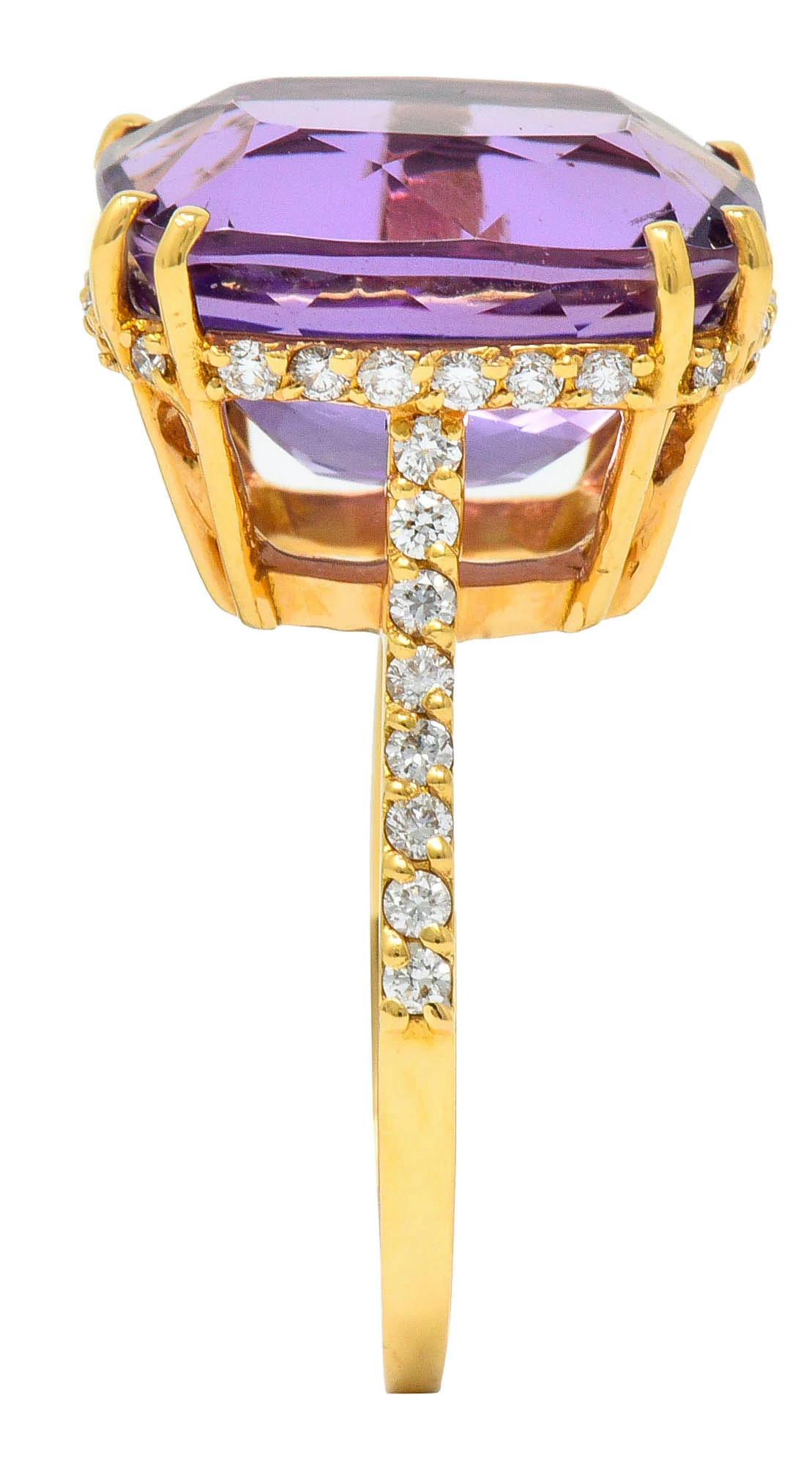 Amethyst Diamond 20 Karat Rose Gold Cocktail Ring - Image 6