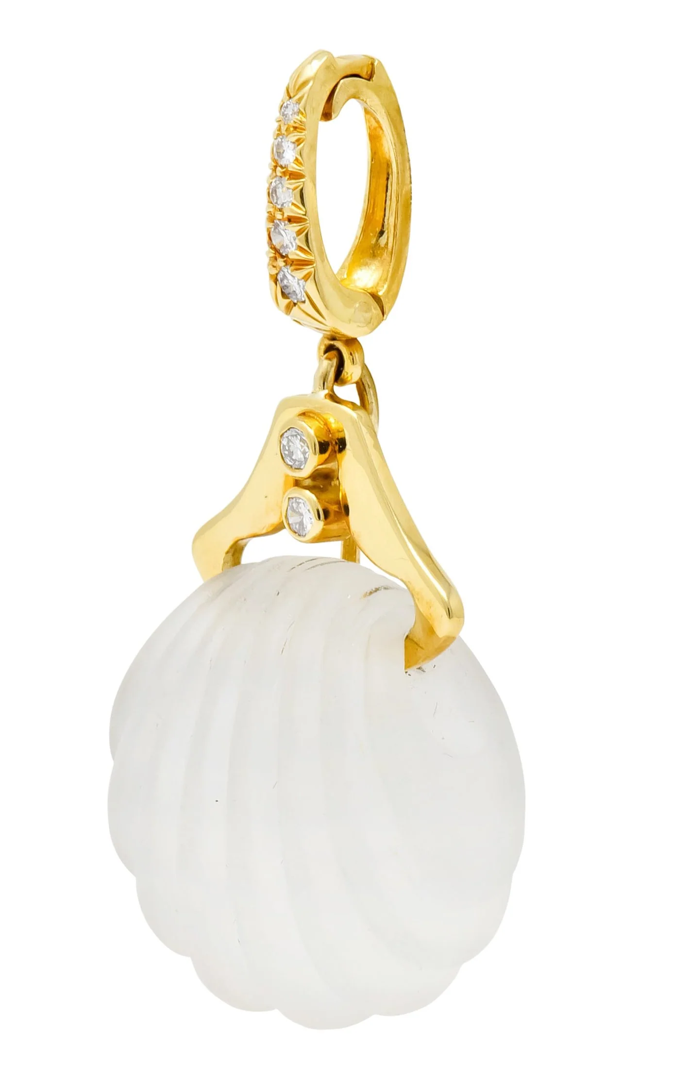 Andrew Clunn Vintage Diamond Rock Crystal 18 Karat Gold Shell Enhancer Pendant - Image 2