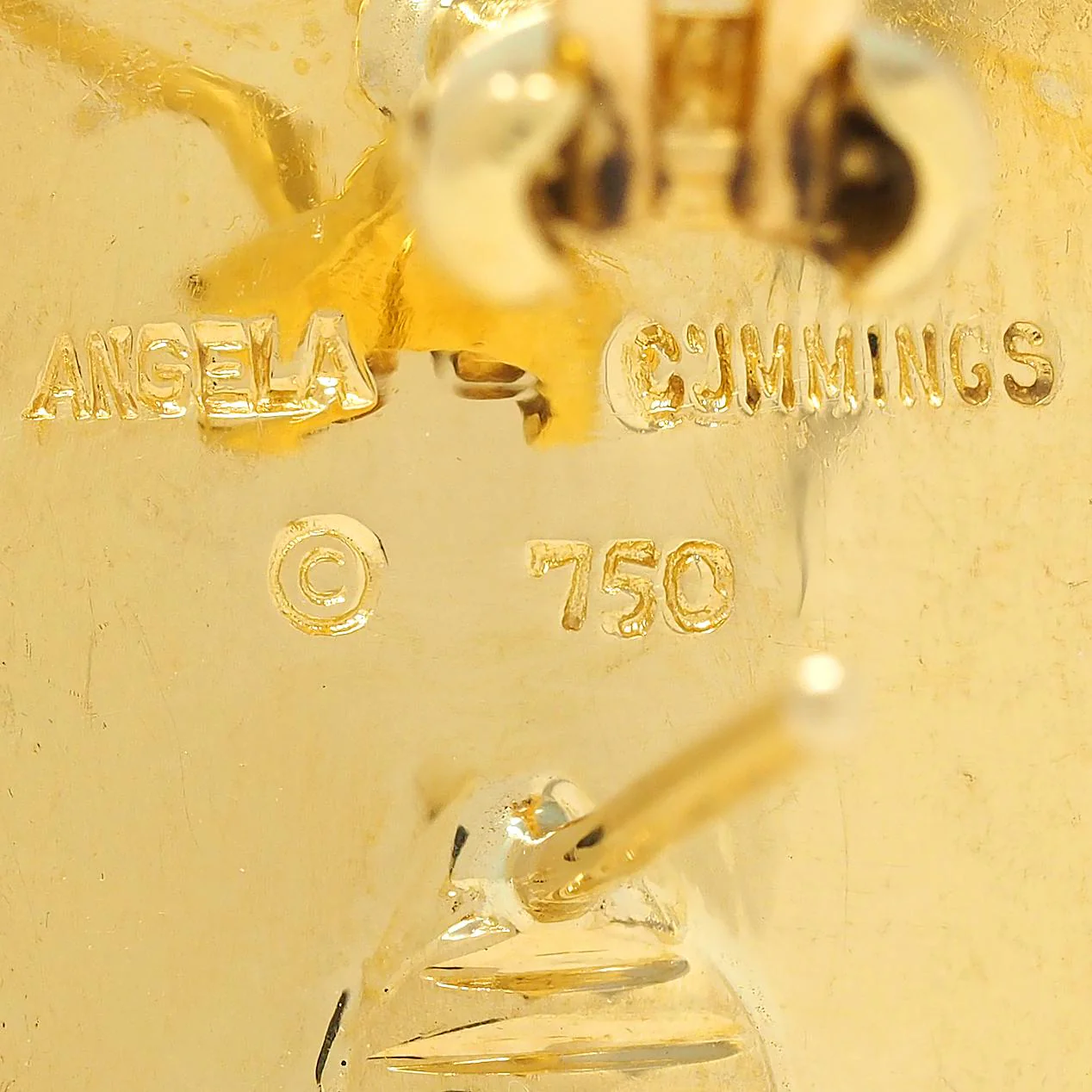 Angela Cummings 1980's Mother-Of-Pearl 18 Karat Gold Vintage Inlay Checkerboard Earrings - Image 8