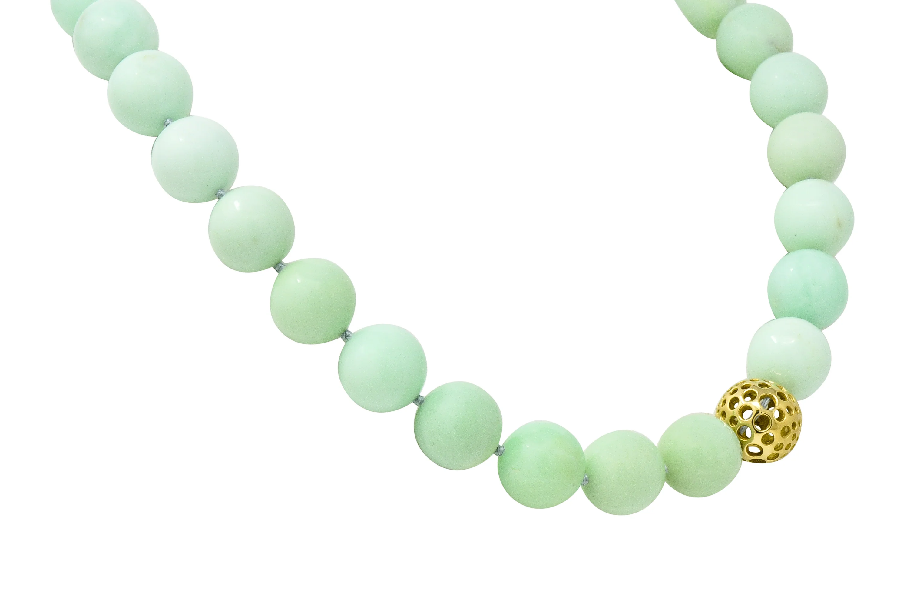 Angela Cummings Chrysoprase 18 Karat Gold Bead Station Necklace - Image 4