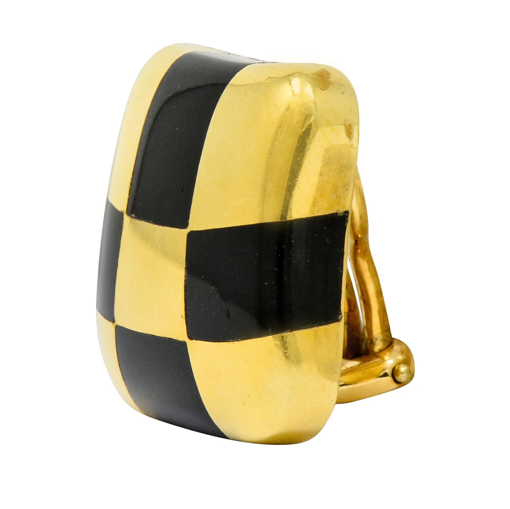 Angela Cummings Enamel 18 Karat Gold Checkerboard Ear-Clip Earrings - Image 3