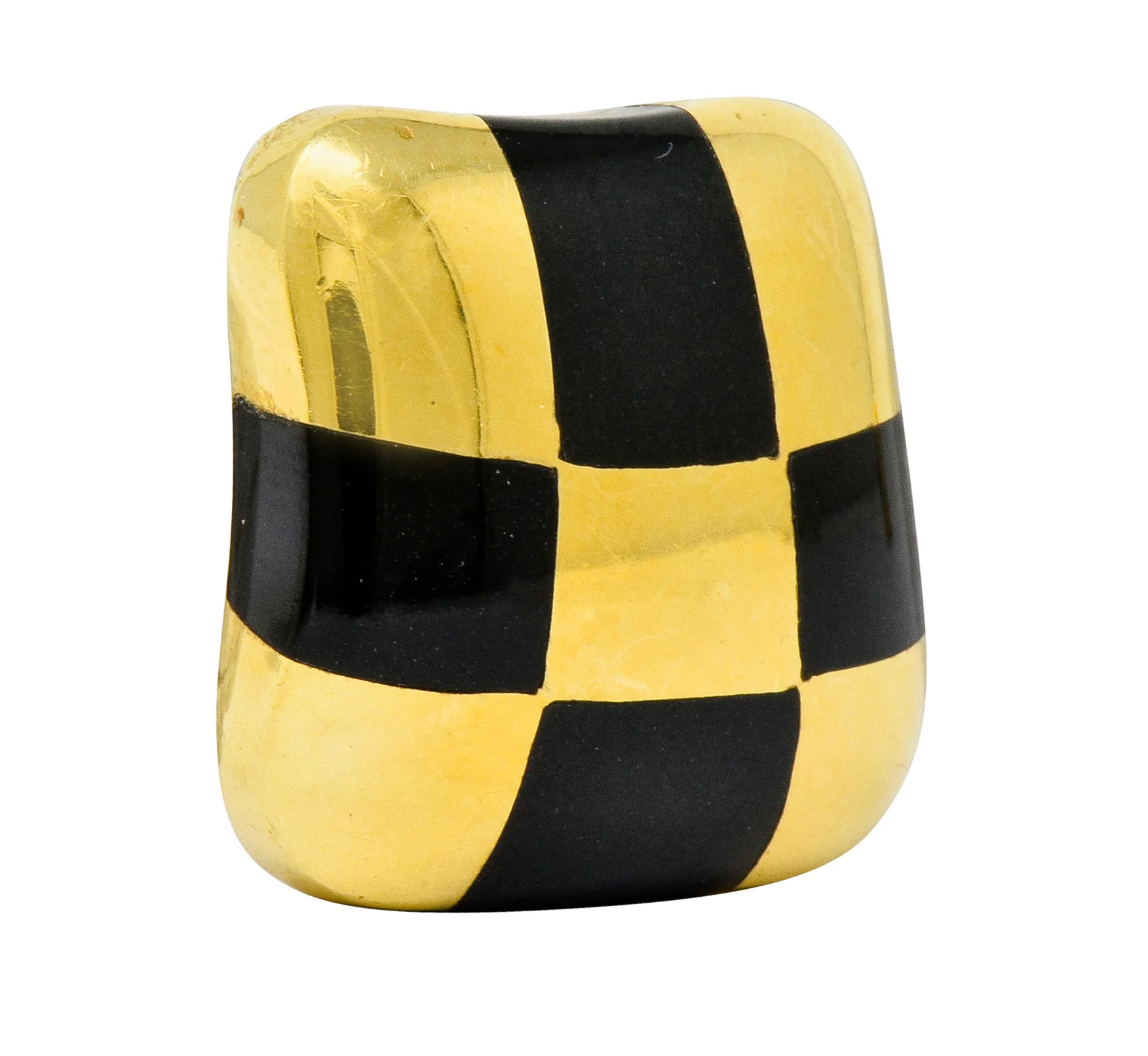 Angela Cummings Enamel 18 Karat Gold Checkerboard Ear-Clip Earrings - Image 4
