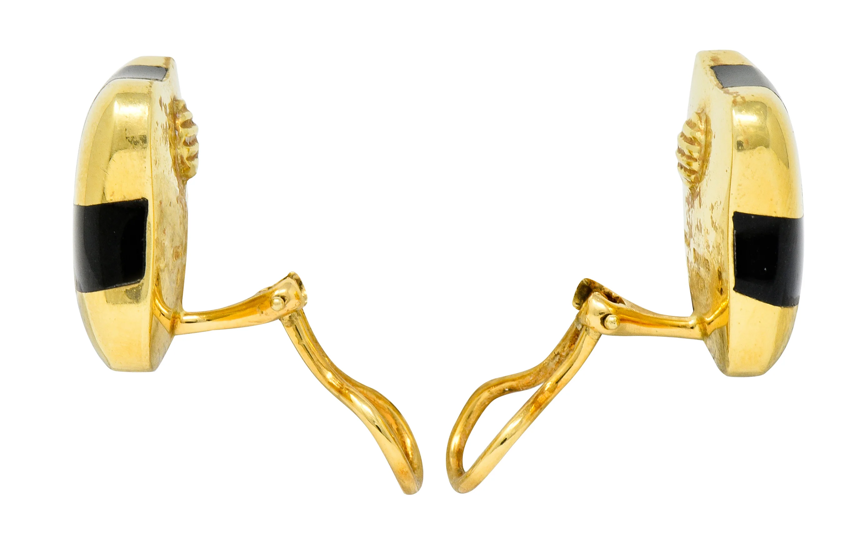 Angela Cummings Enamel 18 Karat Gold Checkerboard Ear-Clip Earrings - Image 5